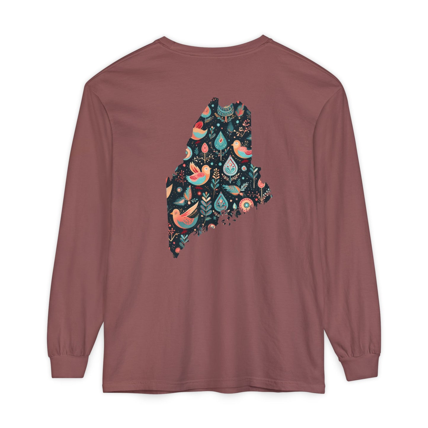 Paisley Bird Maine State 100% Cotton Long Sleeve T-Shirt