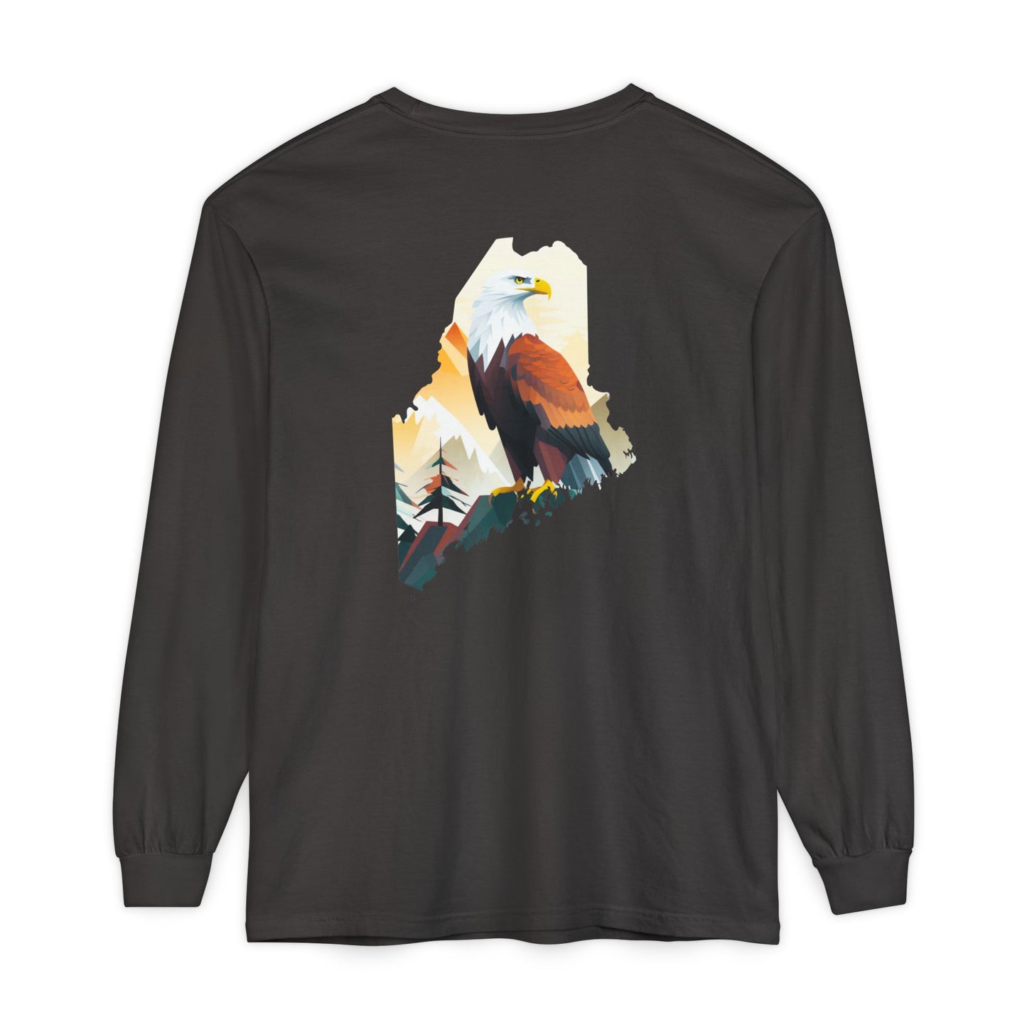 Bald Eagle Maine State 100% Long Sleeve T-Shirt