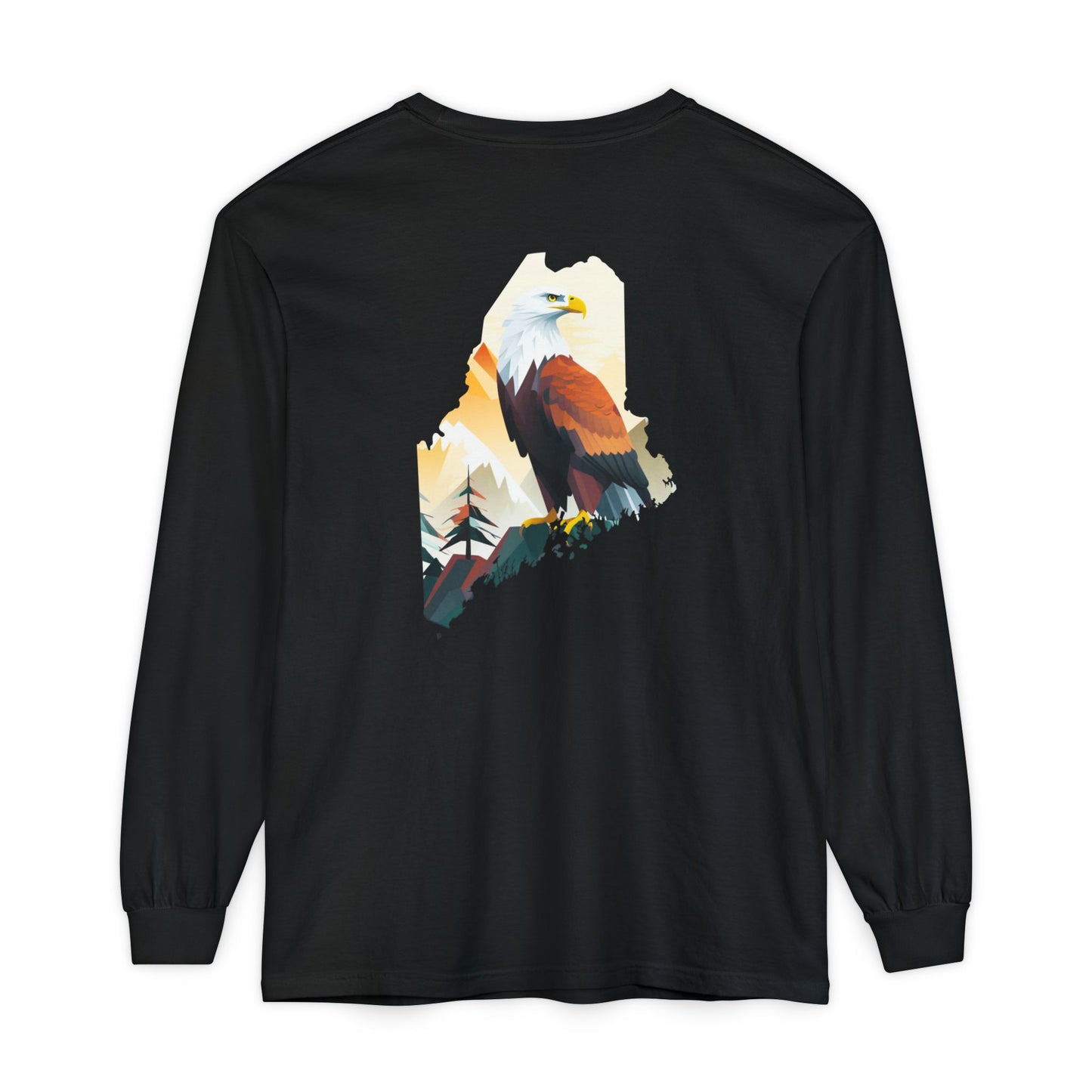Bald Eagle Maine State 100% Long Sleeve T-Shirt