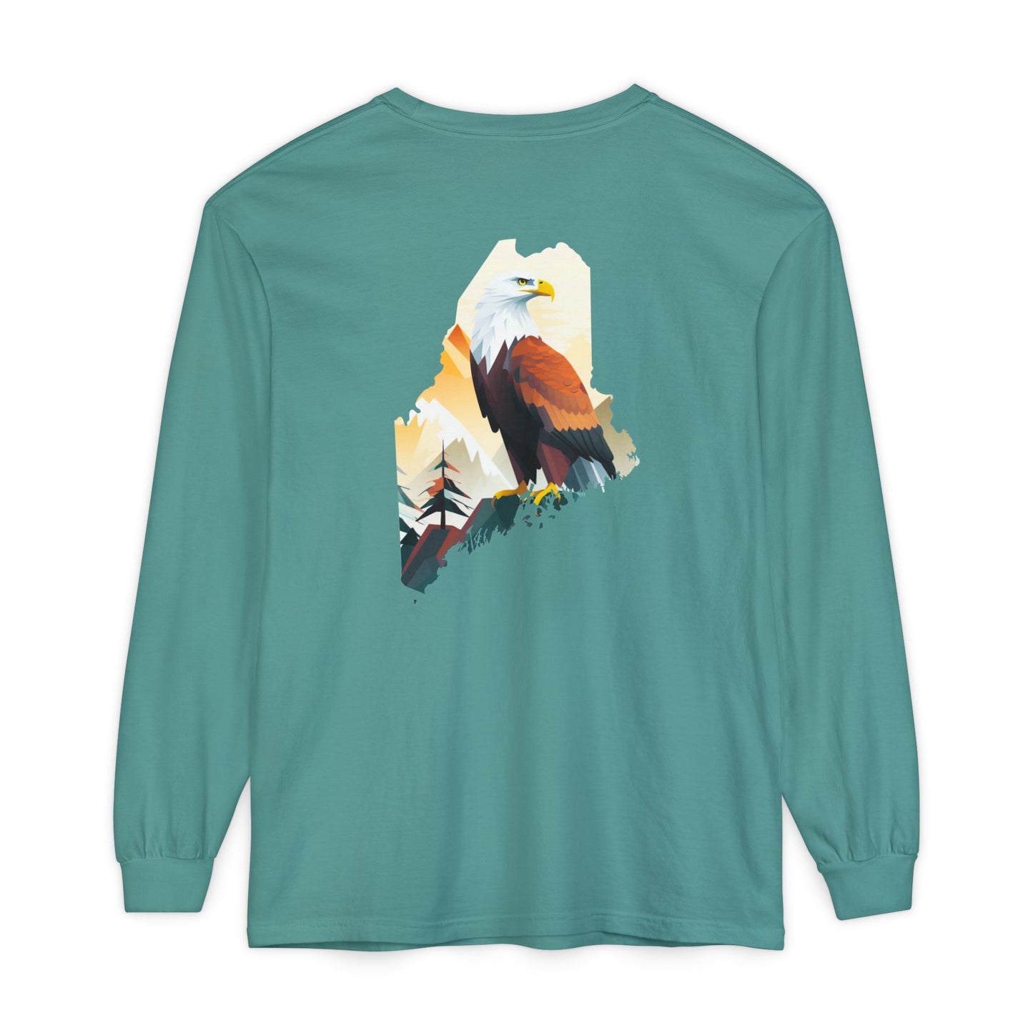 Bald Eagle Maine State 100% Long Sleeve T-Shirt