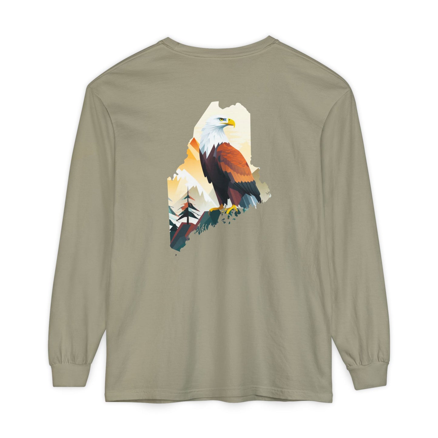 Bald Eagle Maine State 100% Long Sleeve T-Shirt