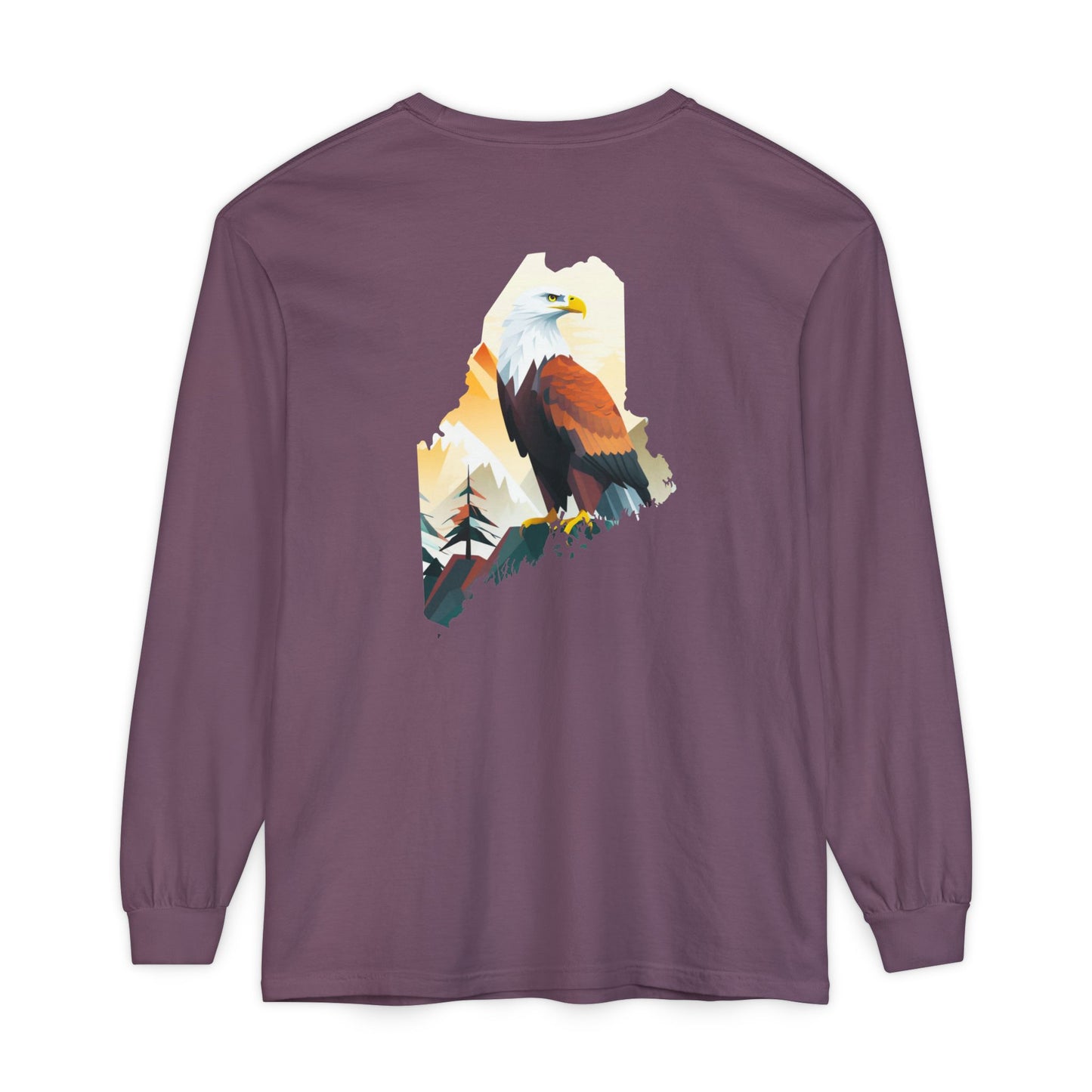 Bald Eagle Maine State 100% Long Sleeve T-Shirt