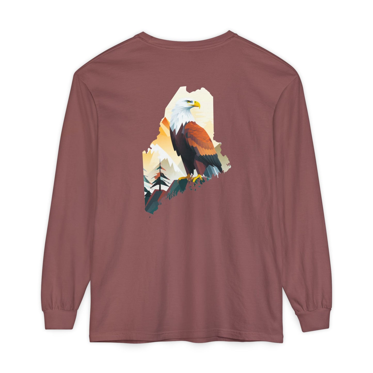 Bald Eagle Maine State 100% Long Sleeve T-Shirt