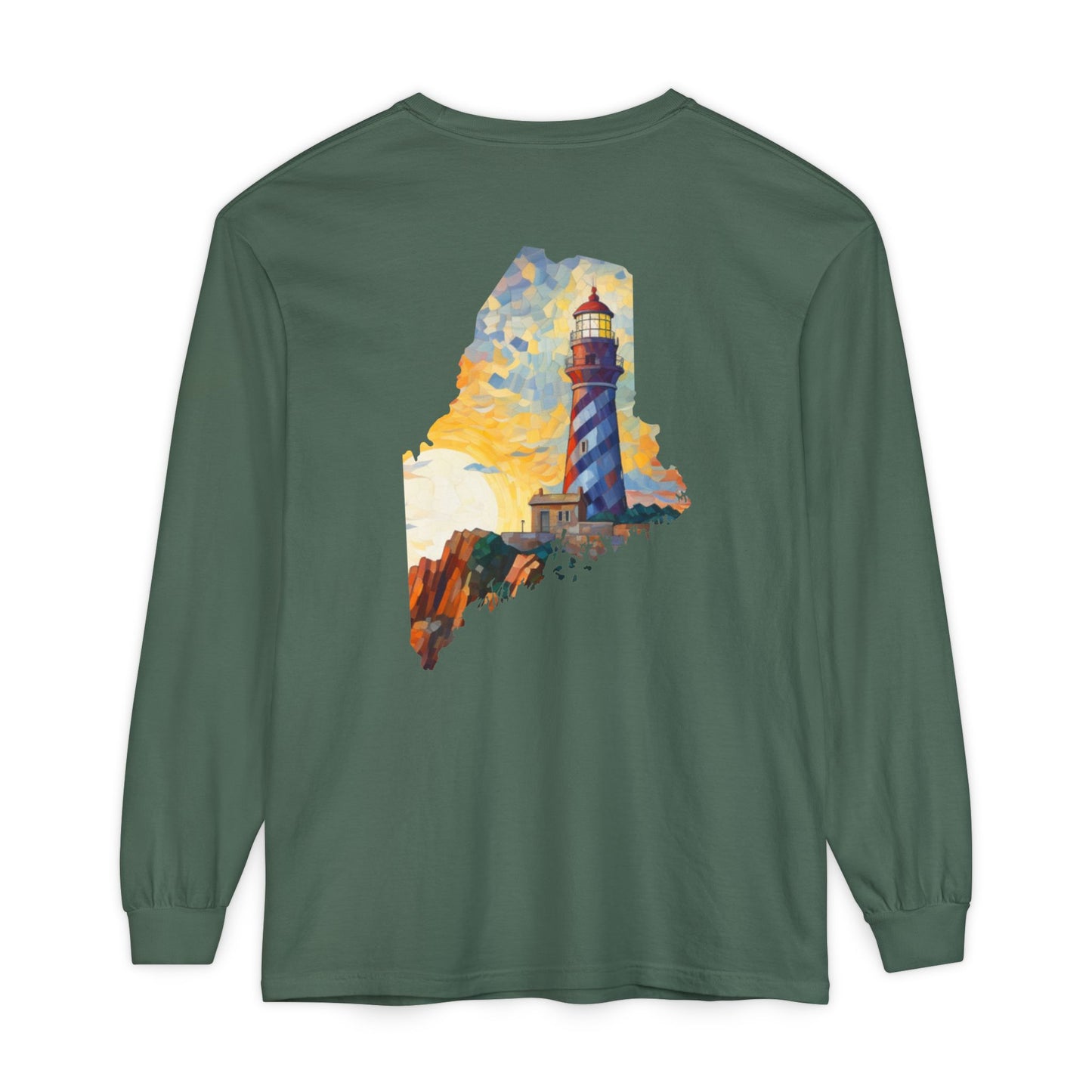 Lighthouse Maine State Collection 100% Cotton Long Sleeve T-Shirt