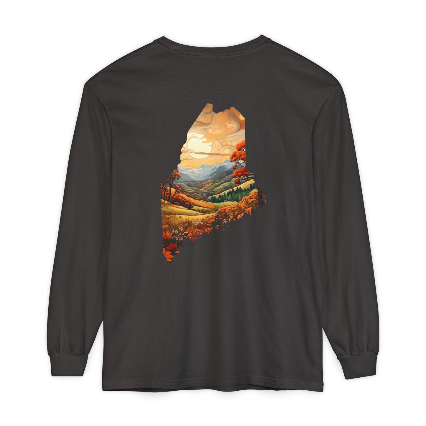 Maine Fall Landscape 100% Cotton Long Sleeve T-Shirt