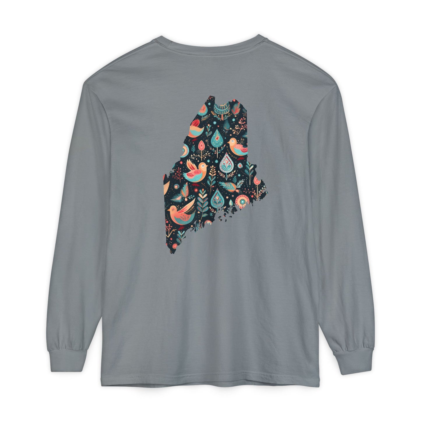Paisley Bird Maine State 100% Cotton Long Sleeve T-Shirt