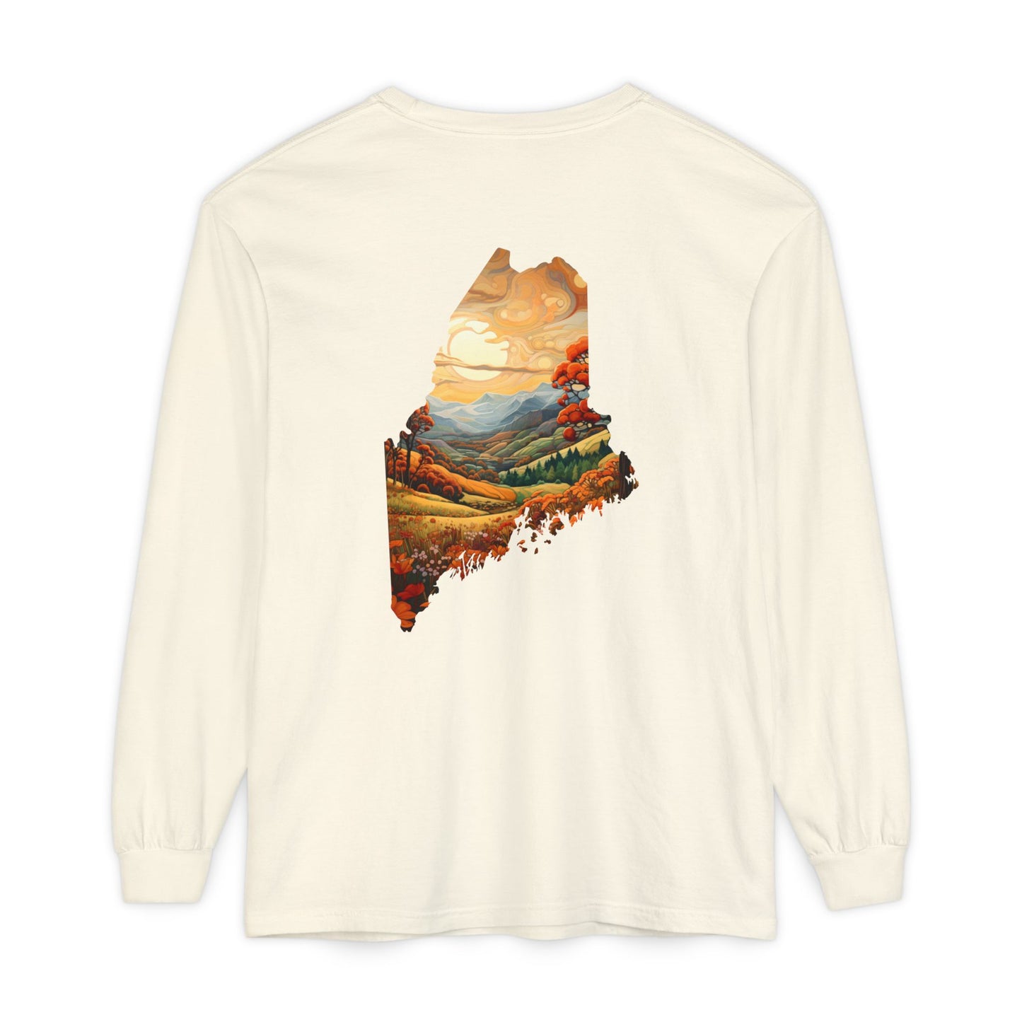 Maine Fall Landscape 100% Cotton Long Sleeve T-Shirt