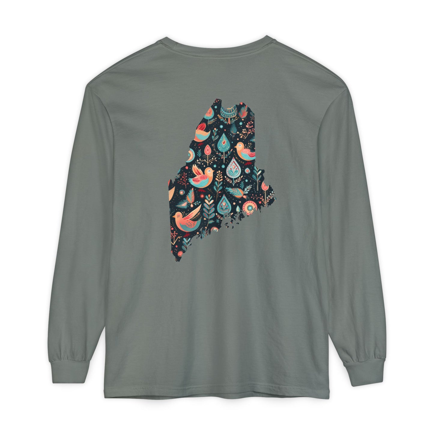 Paisley Bird Maine State 100% Cotton Long Sleeve T-Shirt