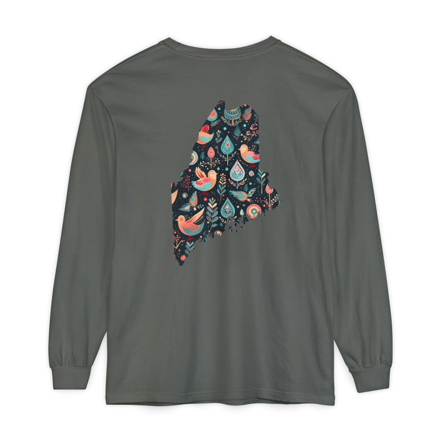 Paisley Bird Maine State 100% Cotton Long Sleeve T-Shirt