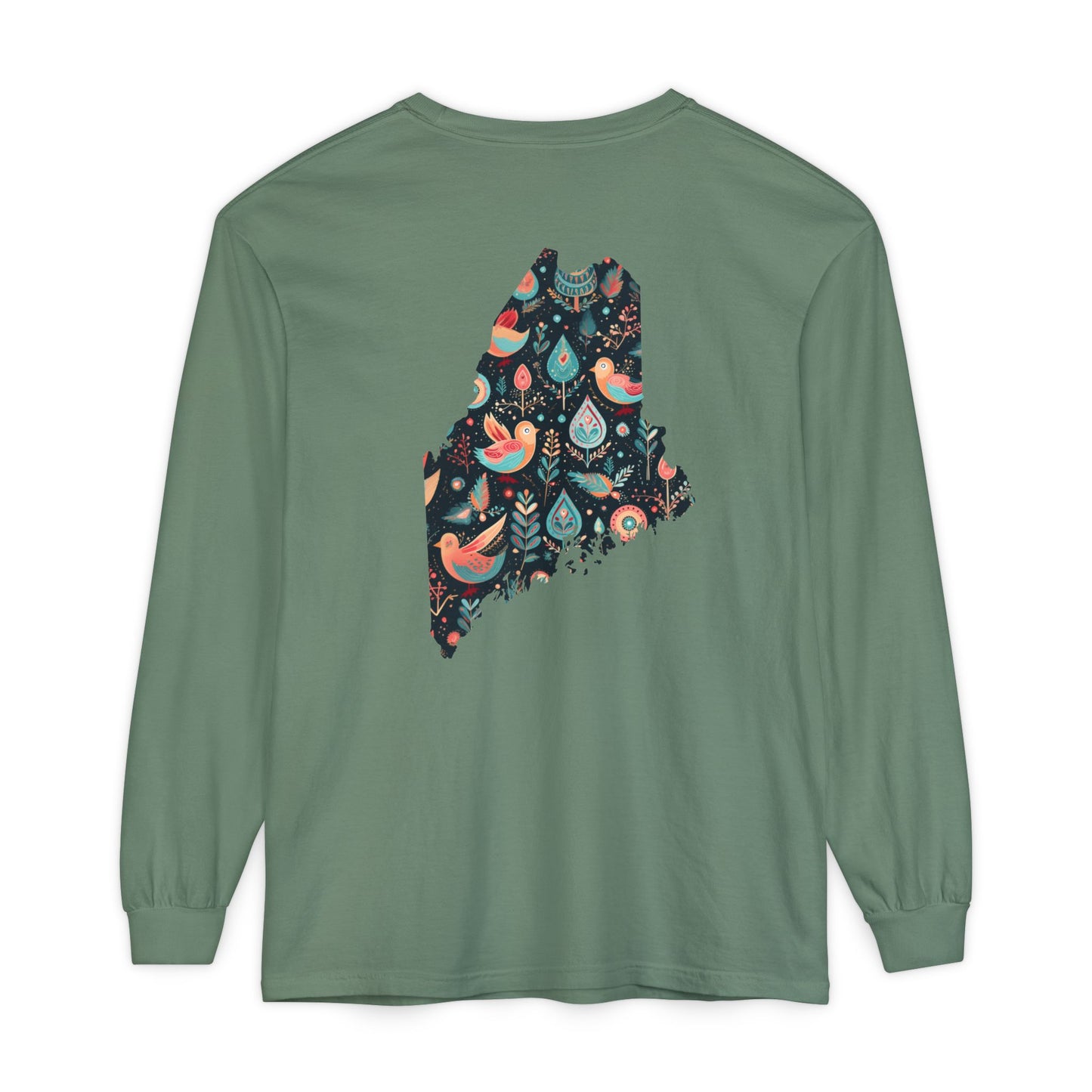 Paisley Bird Maine State 100% Cotton Long Sleeve T-Shirt