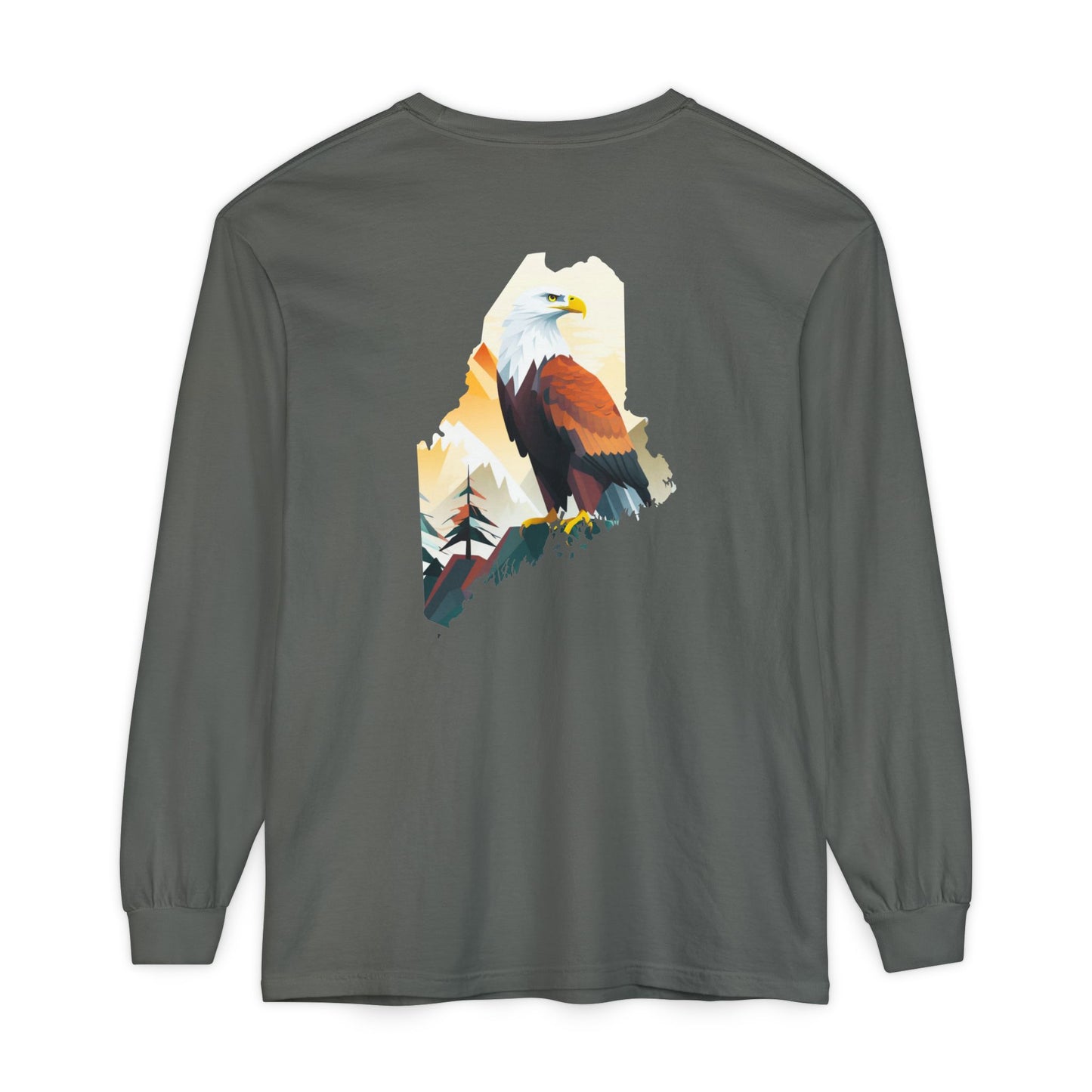 Bald Eagle Maine State 100% Long Sleeve T-Shirt