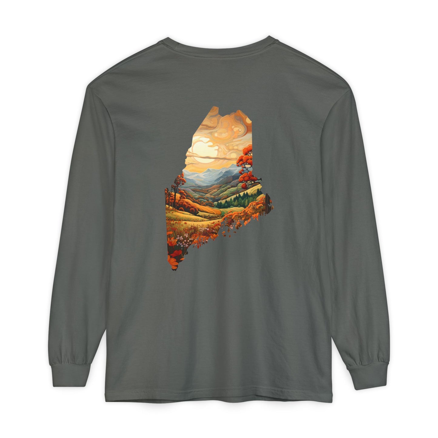 Maine Fall Landscape 100% Cotton Long Sleeve T-Shirt