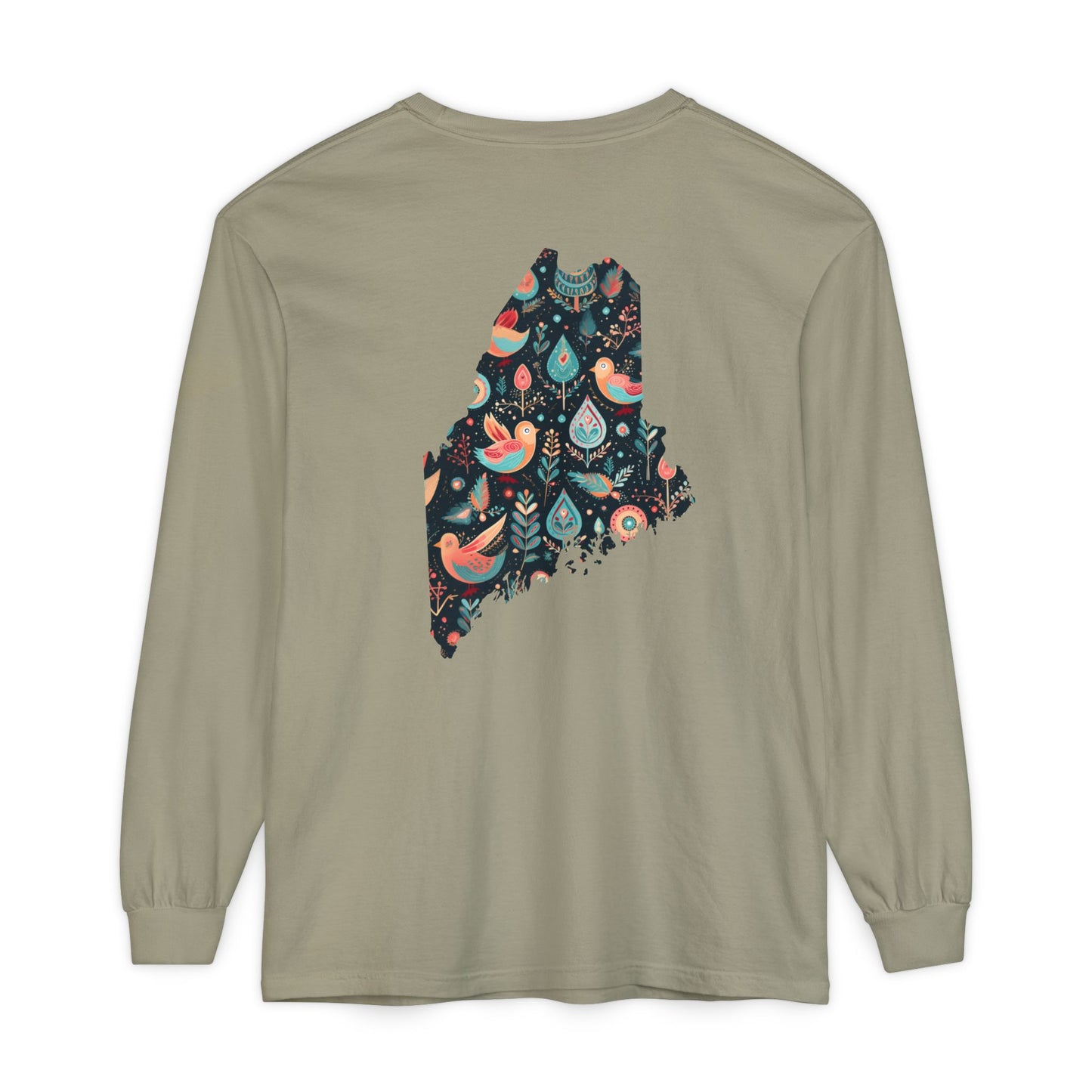 Paisley Bird Maine State 100% Cotton Long Sleeve T-Shirt
