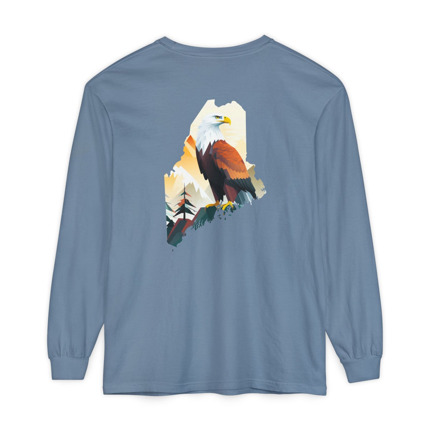 Bald Eagle Maine State 100% Long Sleeve T-Shirt