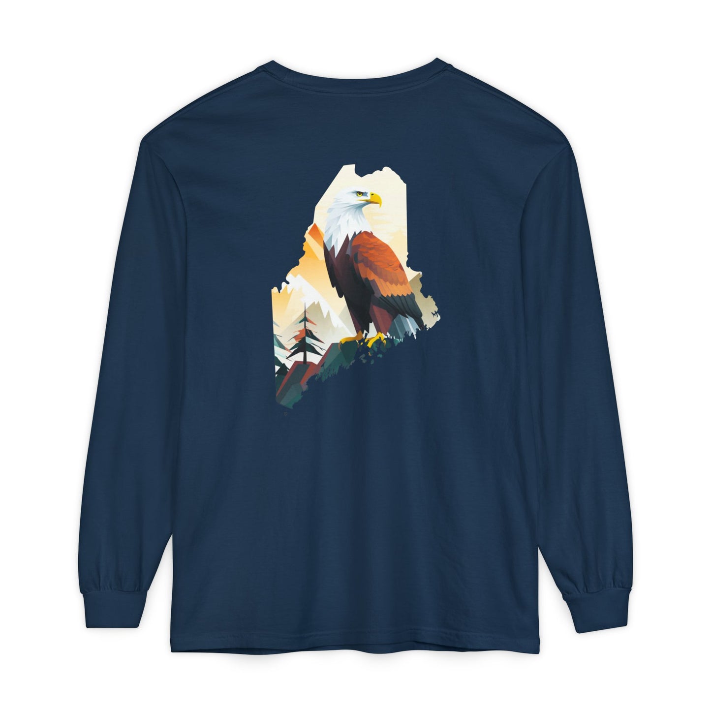 Bald Eagle Maine State 100% Long Sleeve T-Shirt