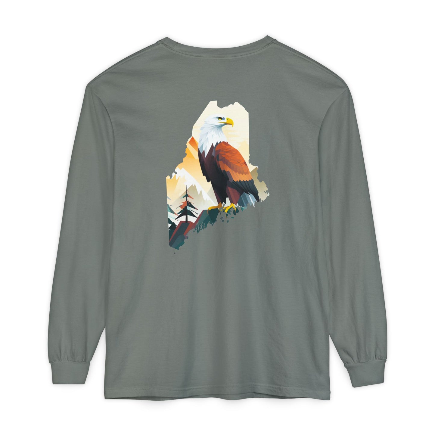 Bald Eagle Maine State 100% Long Sleeve T-Shirt