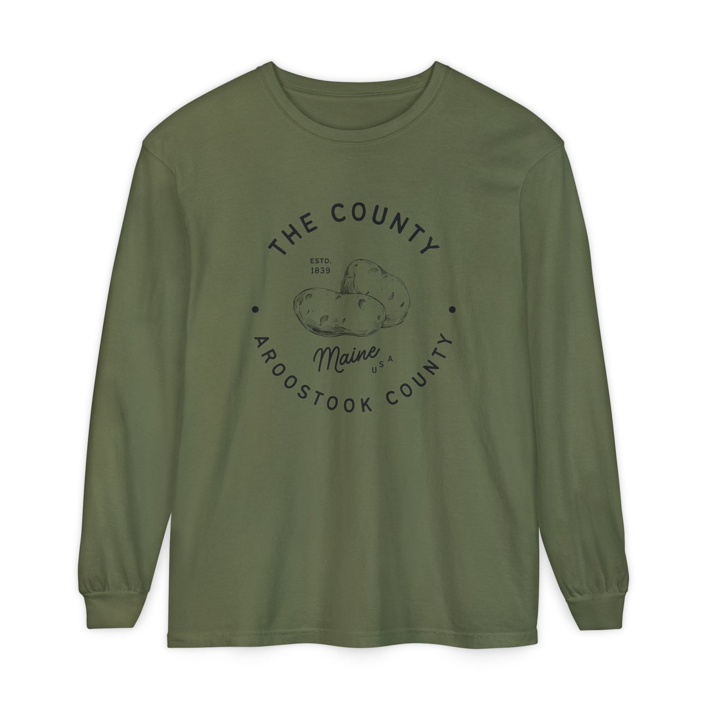 Potato Country Aroostook County Comfort Colors Tee Vintage Maine Long Sleeve T-Shirt