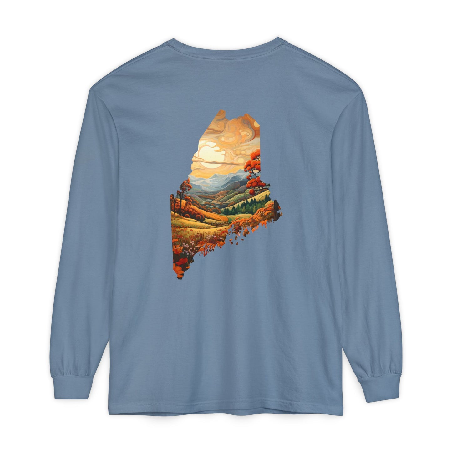Maine Fall Landscape 100% Cotton Long Sleeve T-Shirt