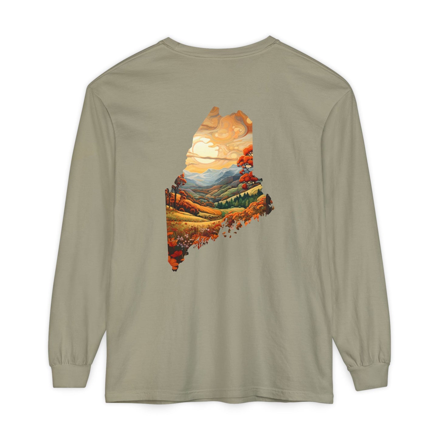 Maine Fall Landscape 100% Cotton Long Sleeve T-Shirt