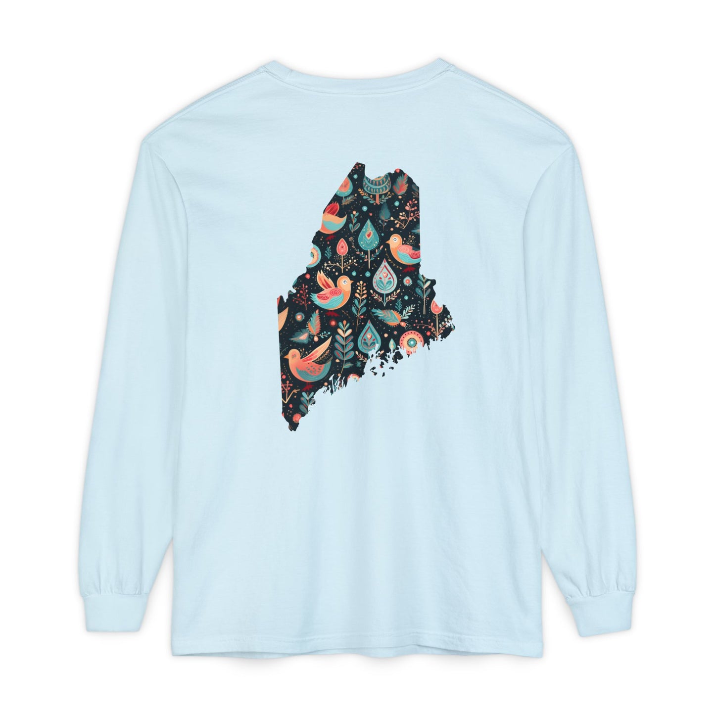 Paisley Bird Maine State 100% Cotton Long Sleeve T-Shirt