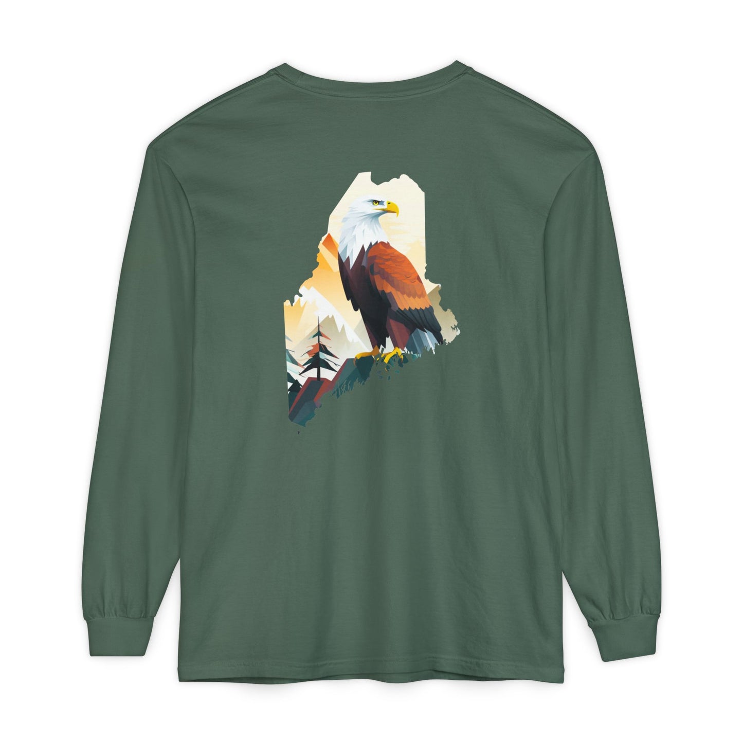 Bald Eagle Maine State 100% Long Sleeve T-Shirt