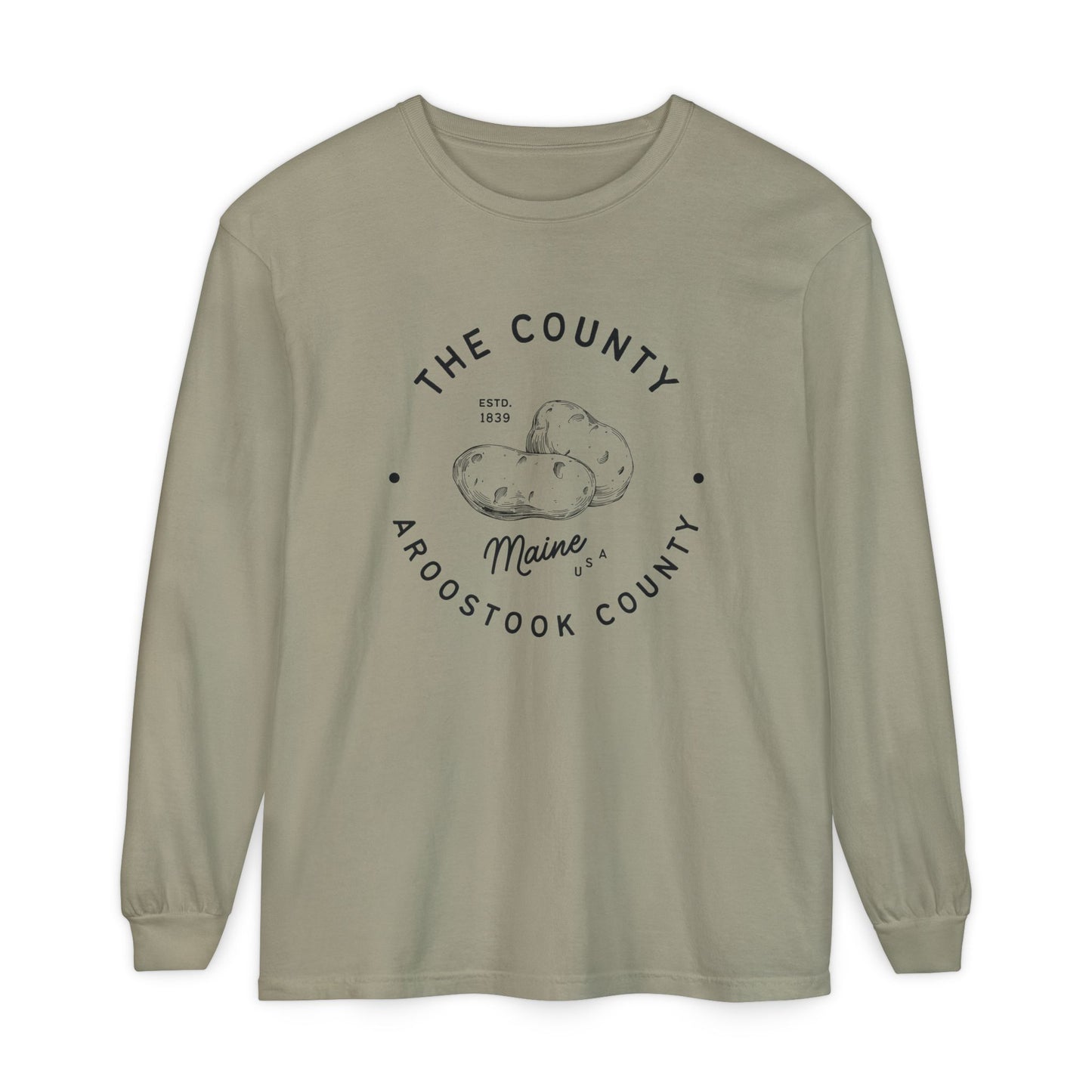 Potato Country Aroostook County Comfort Colors Tee Vintage Maine Long Sleeve T-Shirt