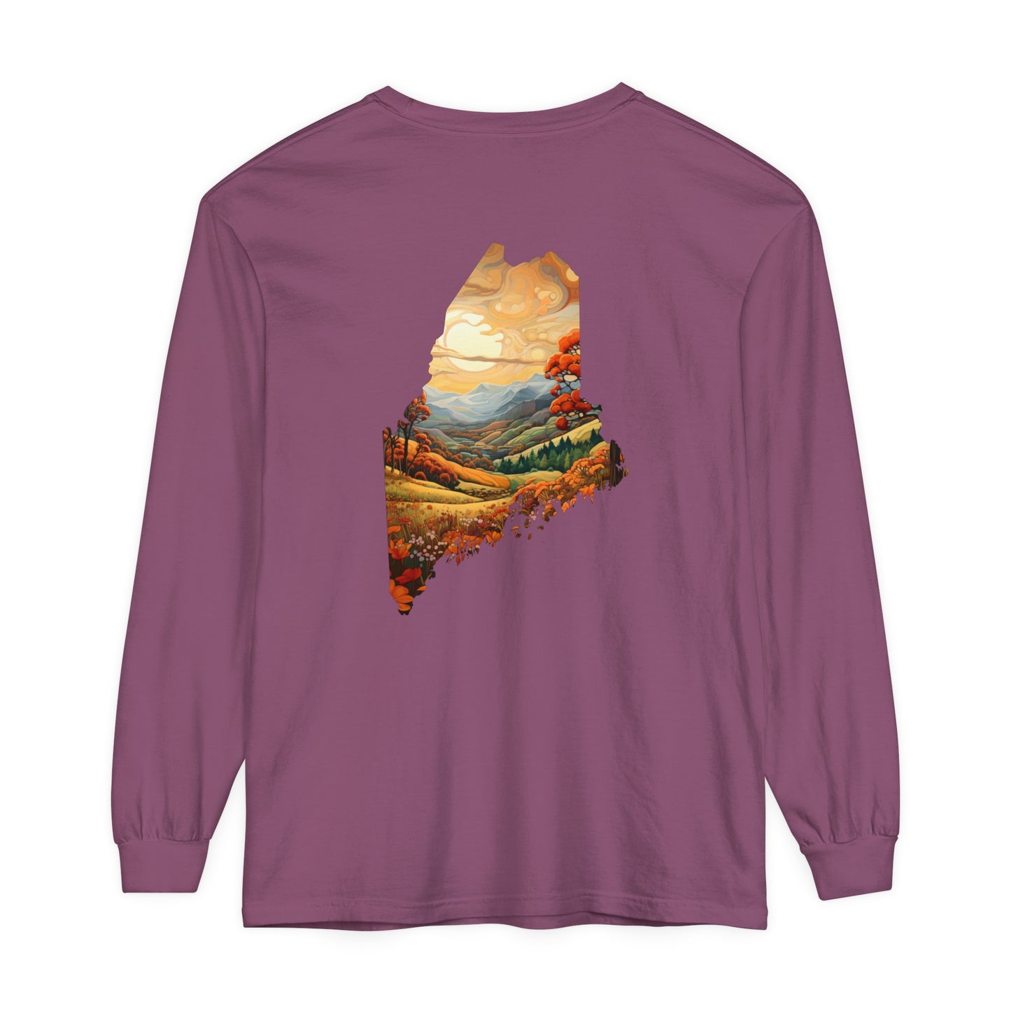 Fall Landscape Maine Comfort Colors Unisex Garment-dyed Long Sleeve T-Shirt