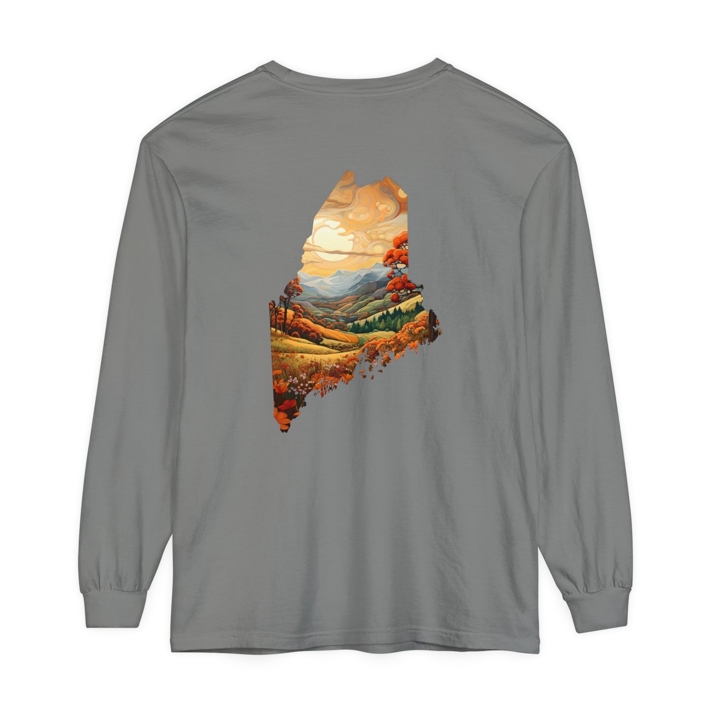 Fall Landscape Maine Comfort Colors Unisex Garment-dyed Long Sleeve T-Shirt