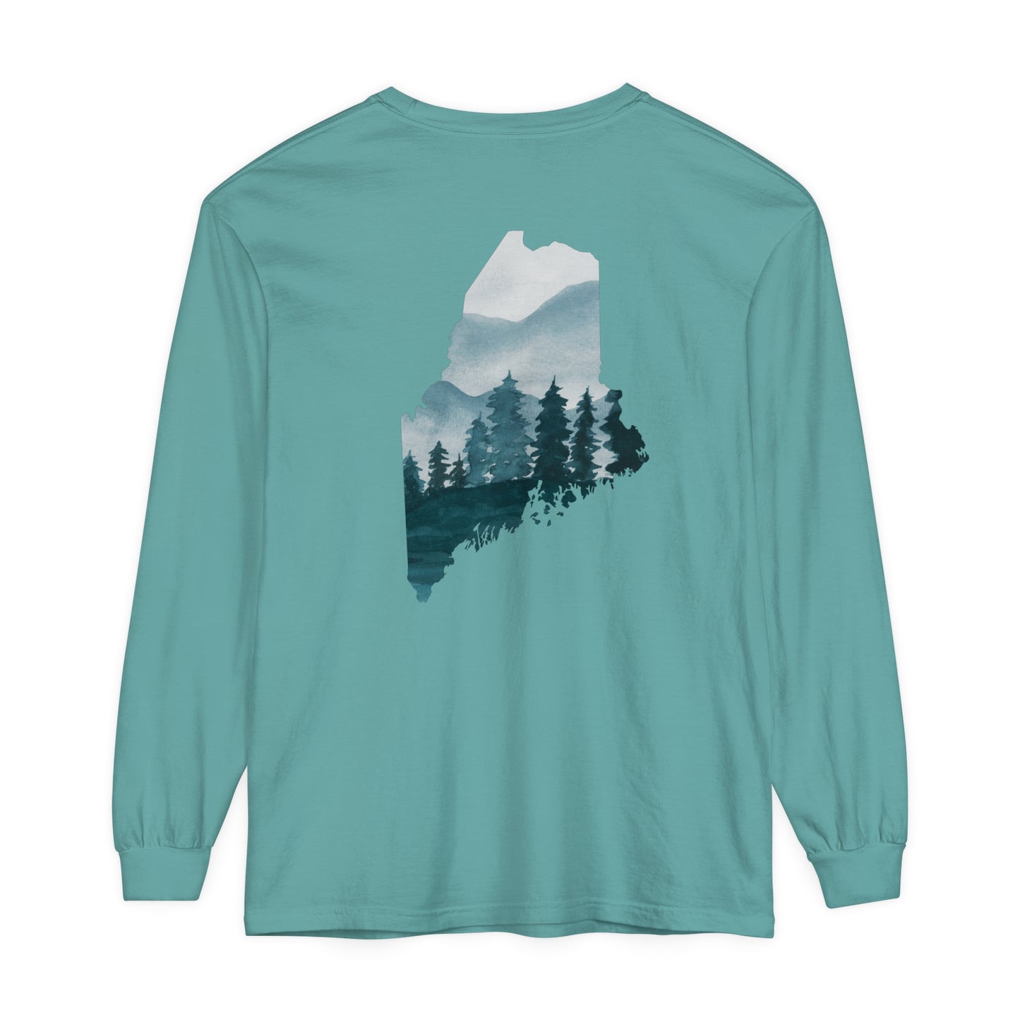 Evergreen Maine Comfort Colors Unisex Garment-dyed Long Sleeve T-Shirt