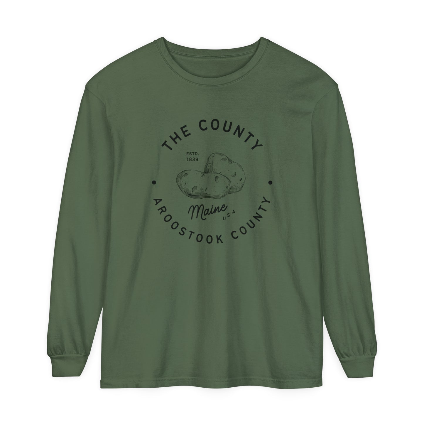 Potato Country Aroostook County Comfort Colors Tee Vintage Maine Long Sleeve T-Shirt