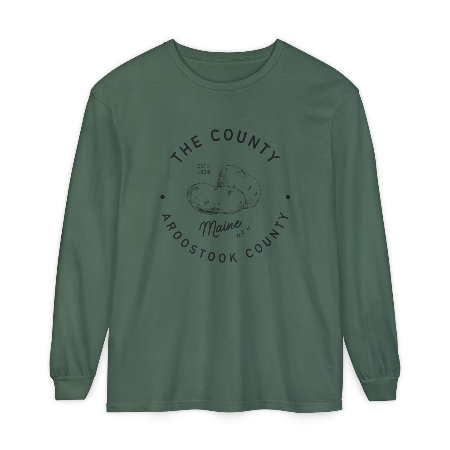 Potato Country Aroostook County Comfort Colors Tee Vintage Maine Long Sleeve T-Shirt