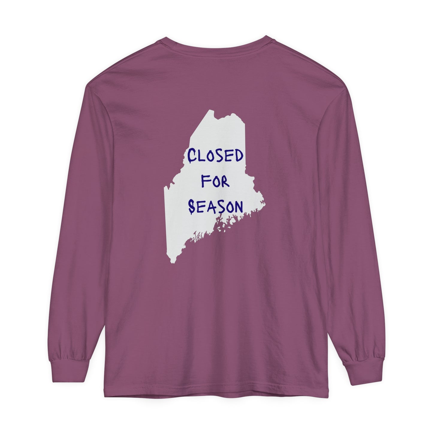 Closed For Season Maine State Comfort Colors Unisex Garment-dyed Long Sleeve T-Shirt