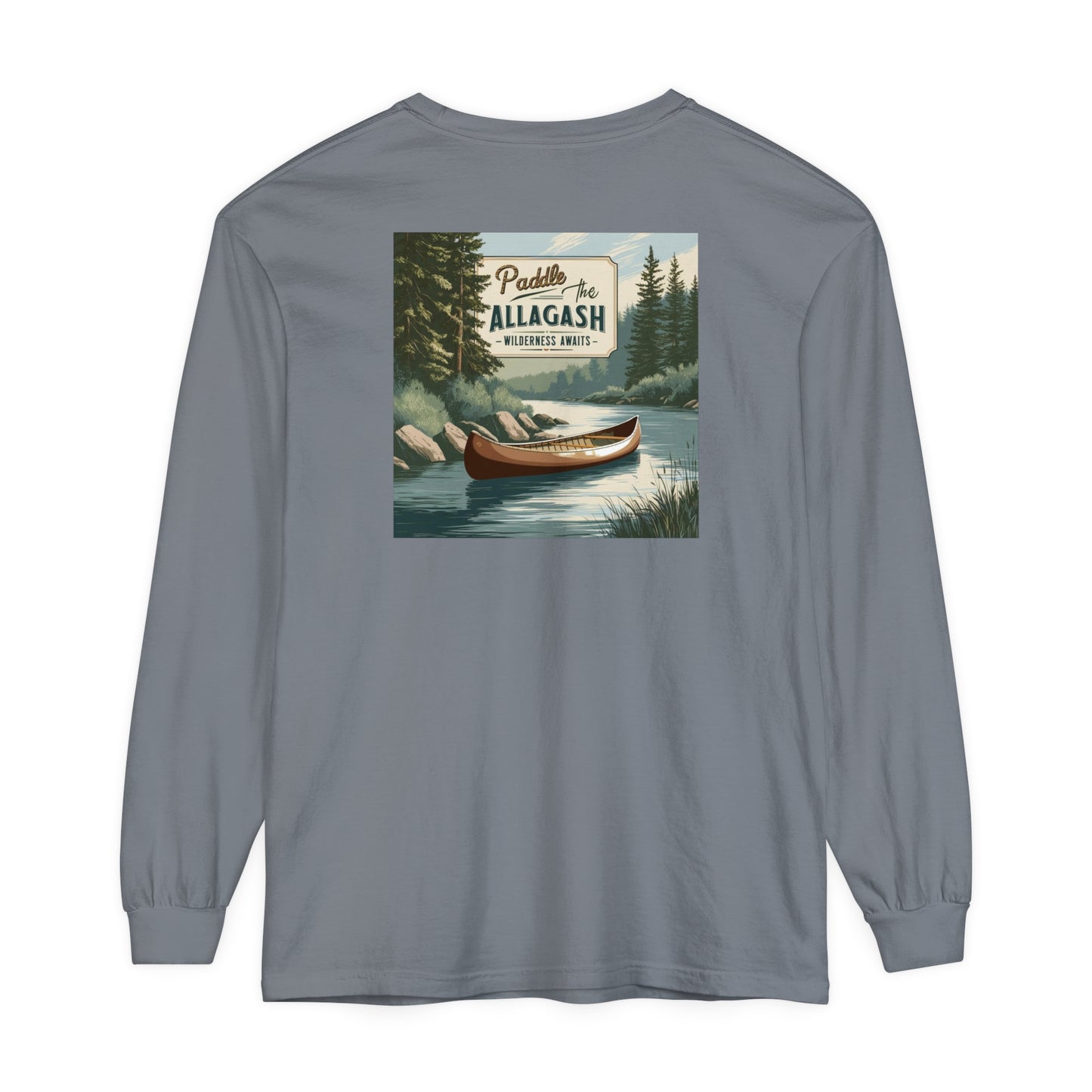 Paddle the Allagash Comfort Colors Long Sleeve T-Shirt - Outdoor Adventure Tee