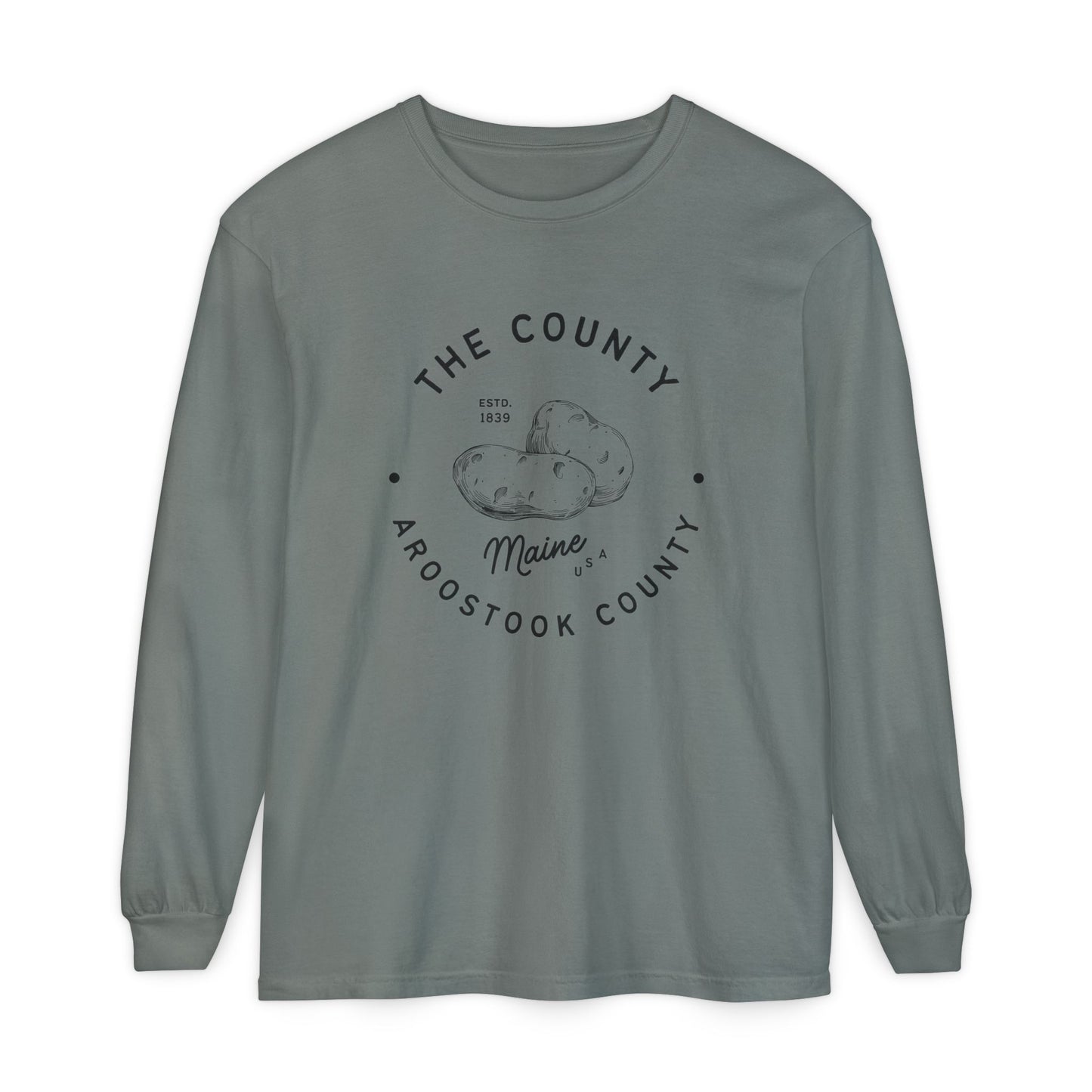 Potato Country Aroostook County Comfort Colors Tee Vintage Maine Long Sleeve T-Shirt