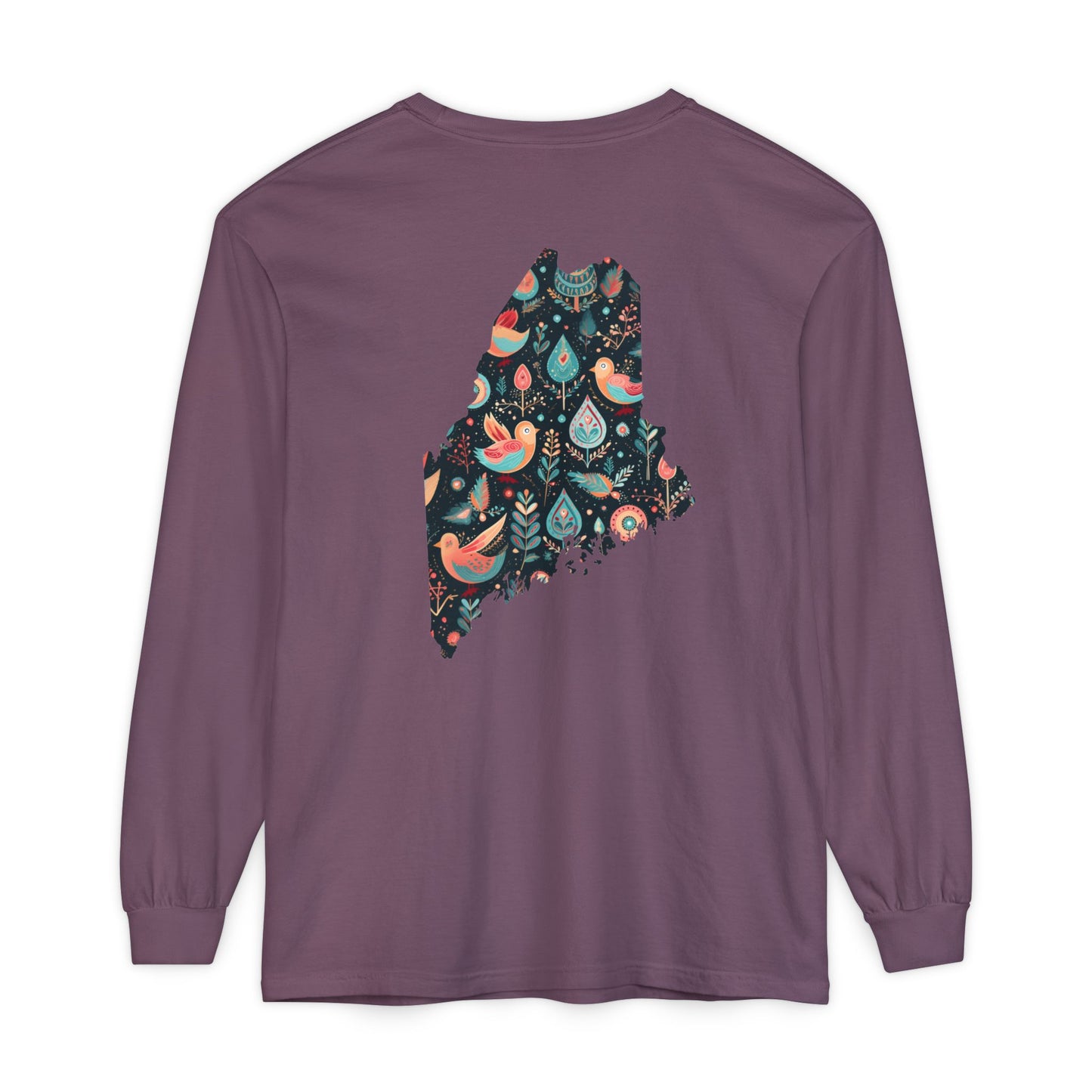 Paisley Bird Maine State 100% Cotton Long Sleeve T-Shirt