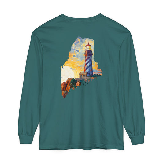 Lighthouse Maine Comfort Colors Unisex Garment-dyed Long Sleeve T-Shirt