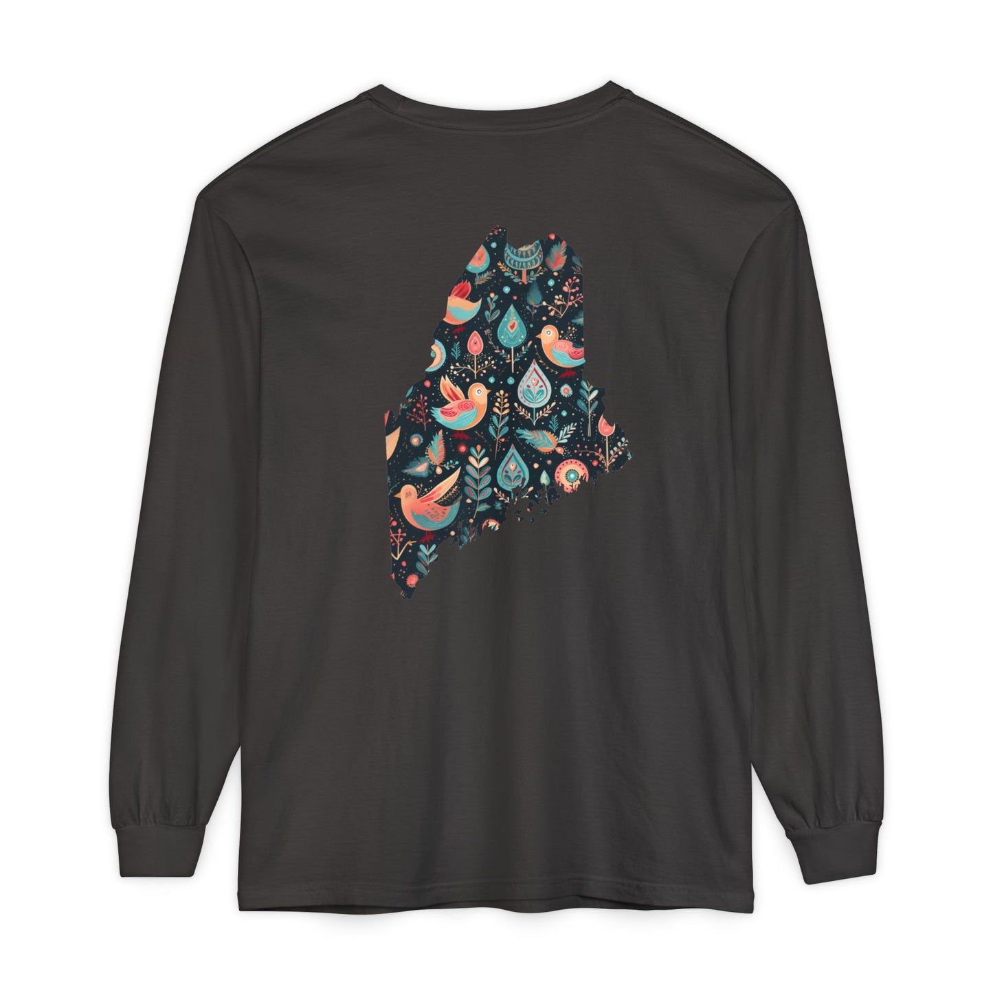 Paisley Bird Maine State 100% Cotton Long Sleeve T-Shirt