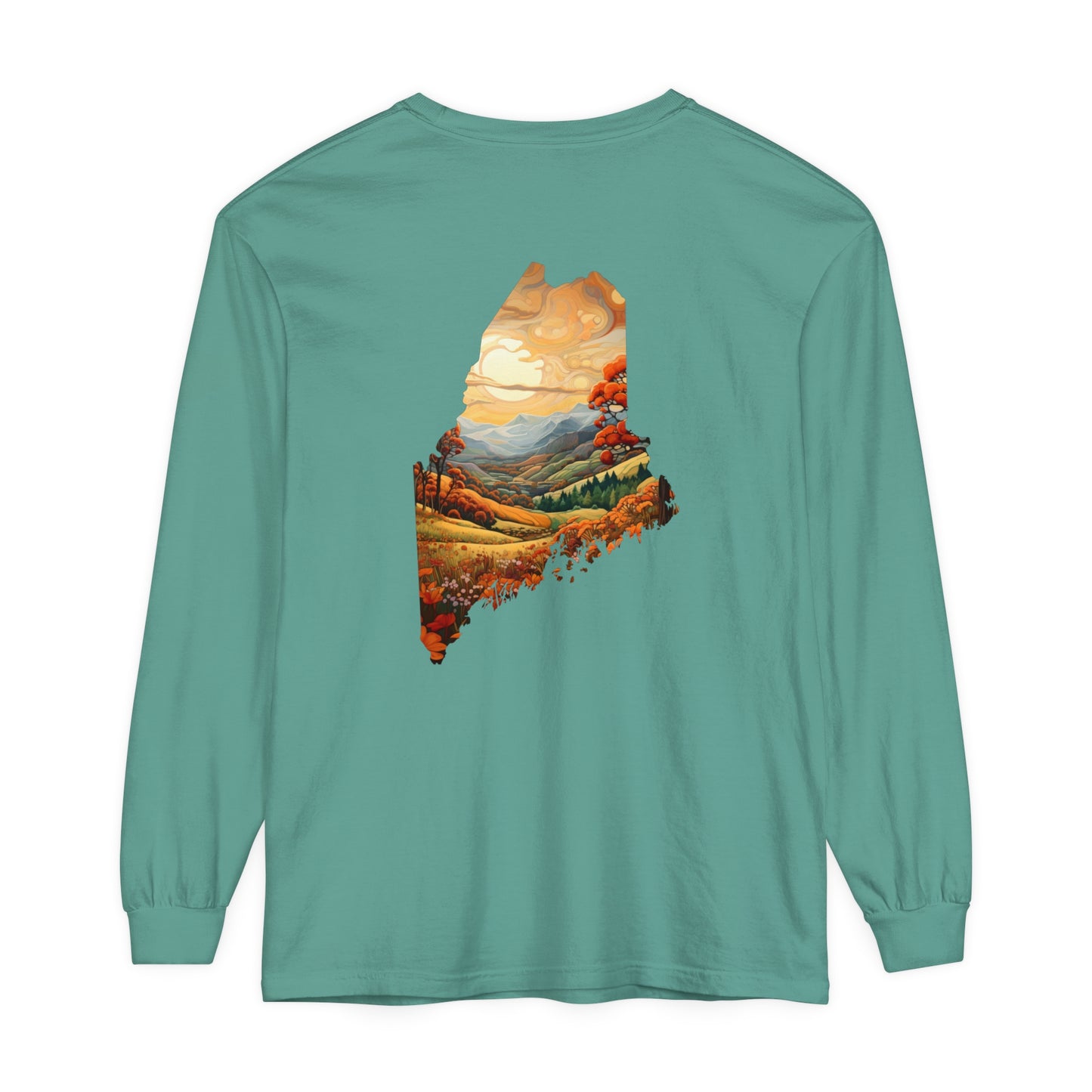 Fall Landscape Maine Comfort Colors Unisex Garment-dyed Long Sleeve T-Shirt