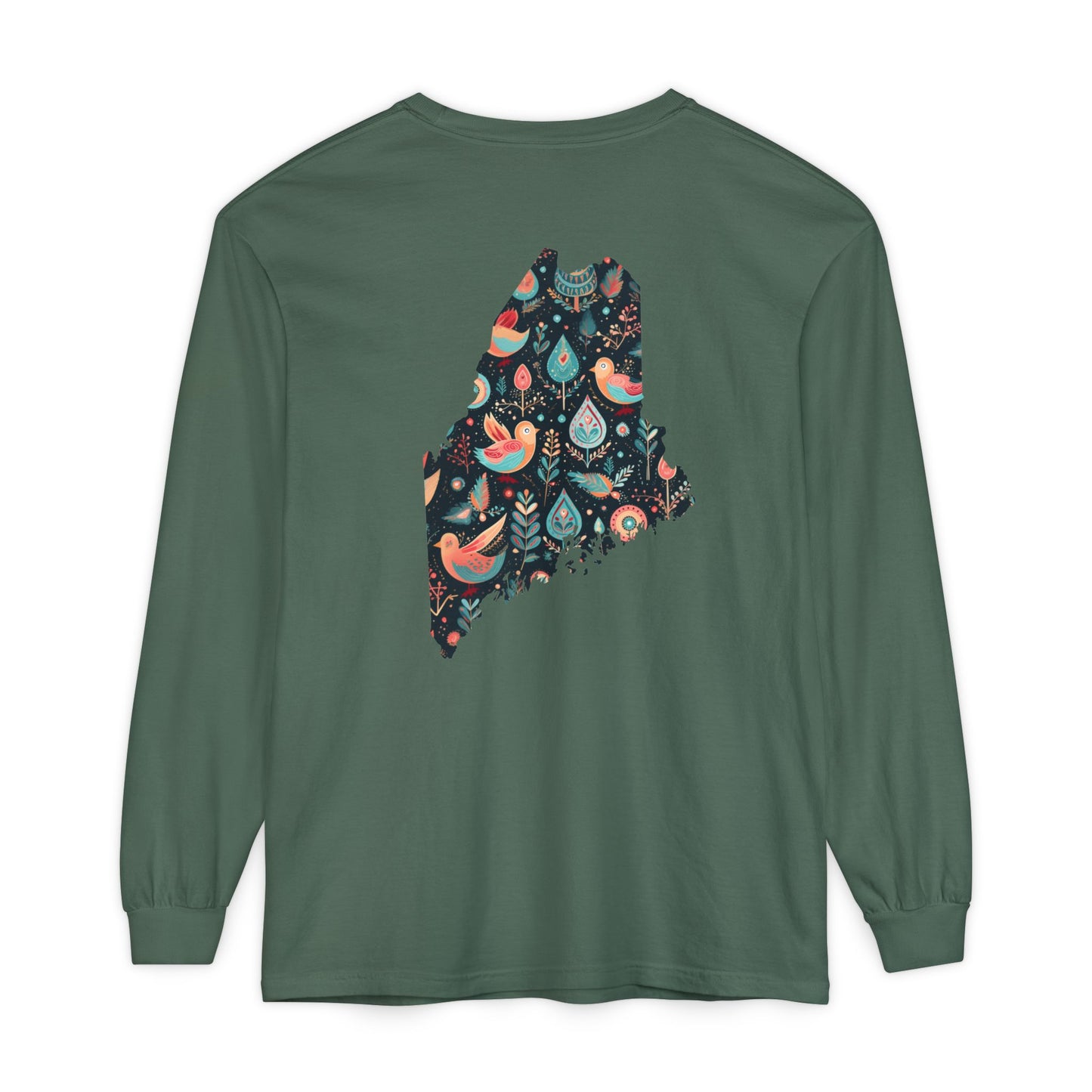Paisley Bird Maine State 100% Cotton Long Sleeve T-Shirt