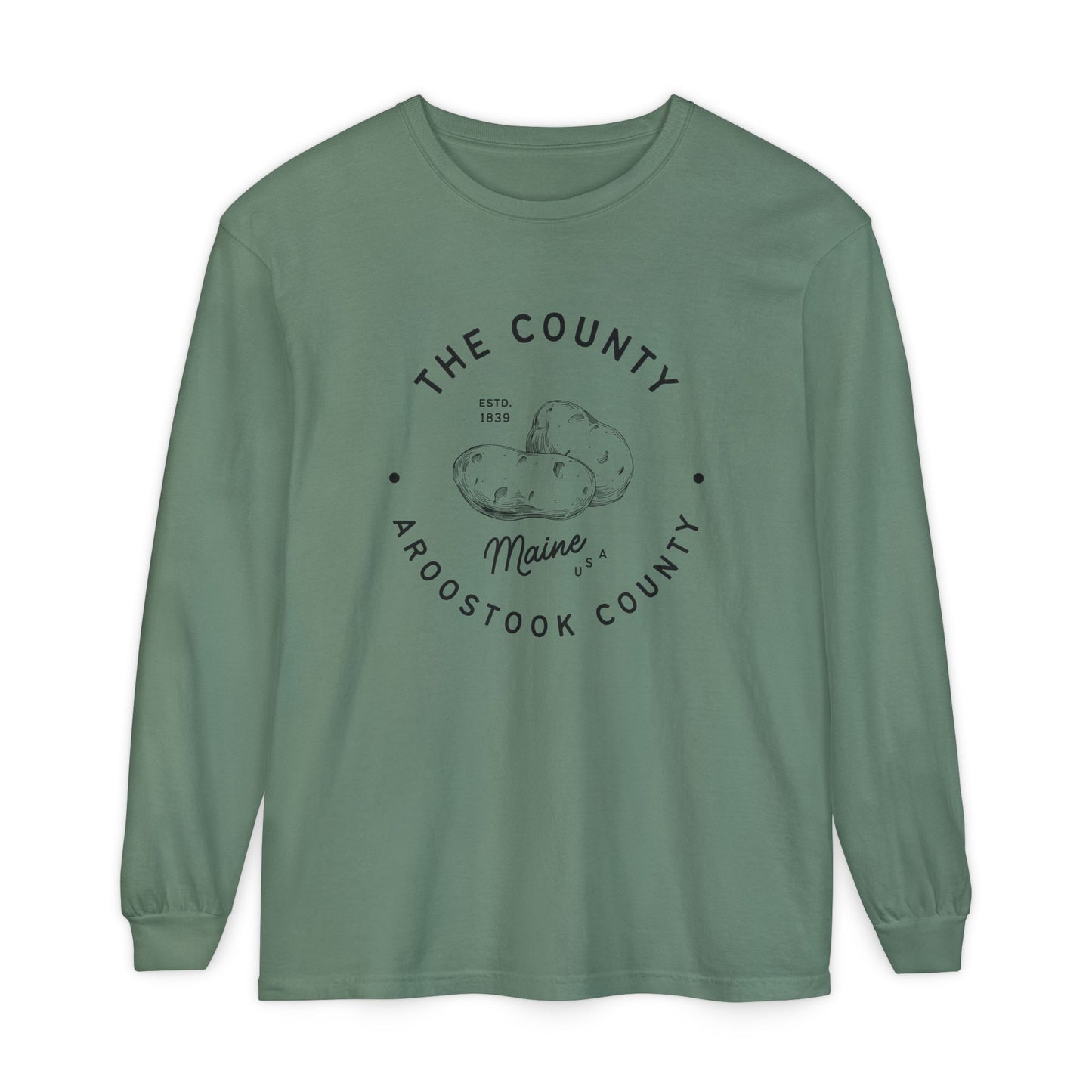 Potato Country Aroostook County Comfort Colors Tee Vintage Maine Long Sleeve T-Shirt