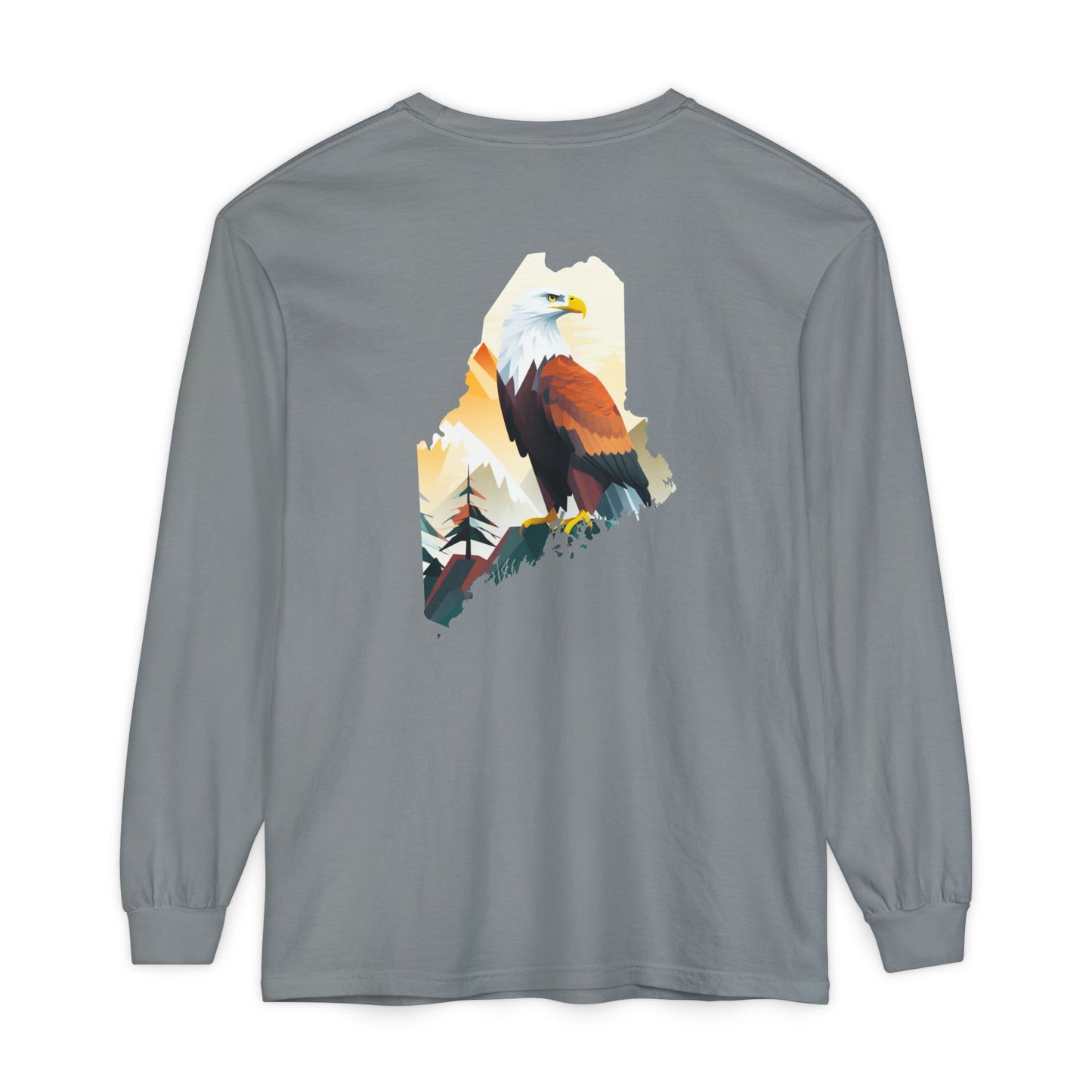 Bald Eagle Maine State 100% Long Sleeve T-Shirt