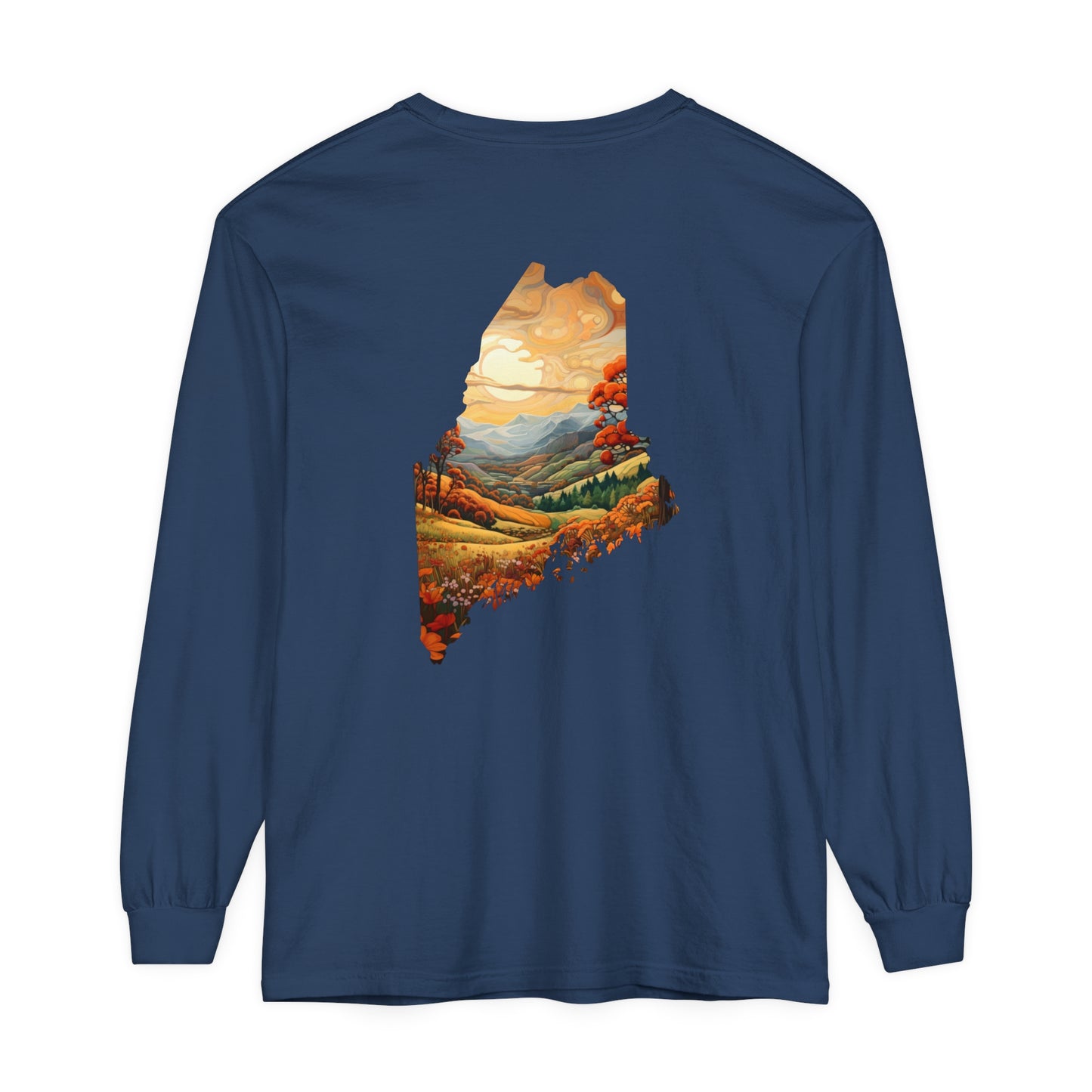 Fall Landscape Maine Comfort Colors Unisex Garment-dyed Long Sleeve T-Shirt