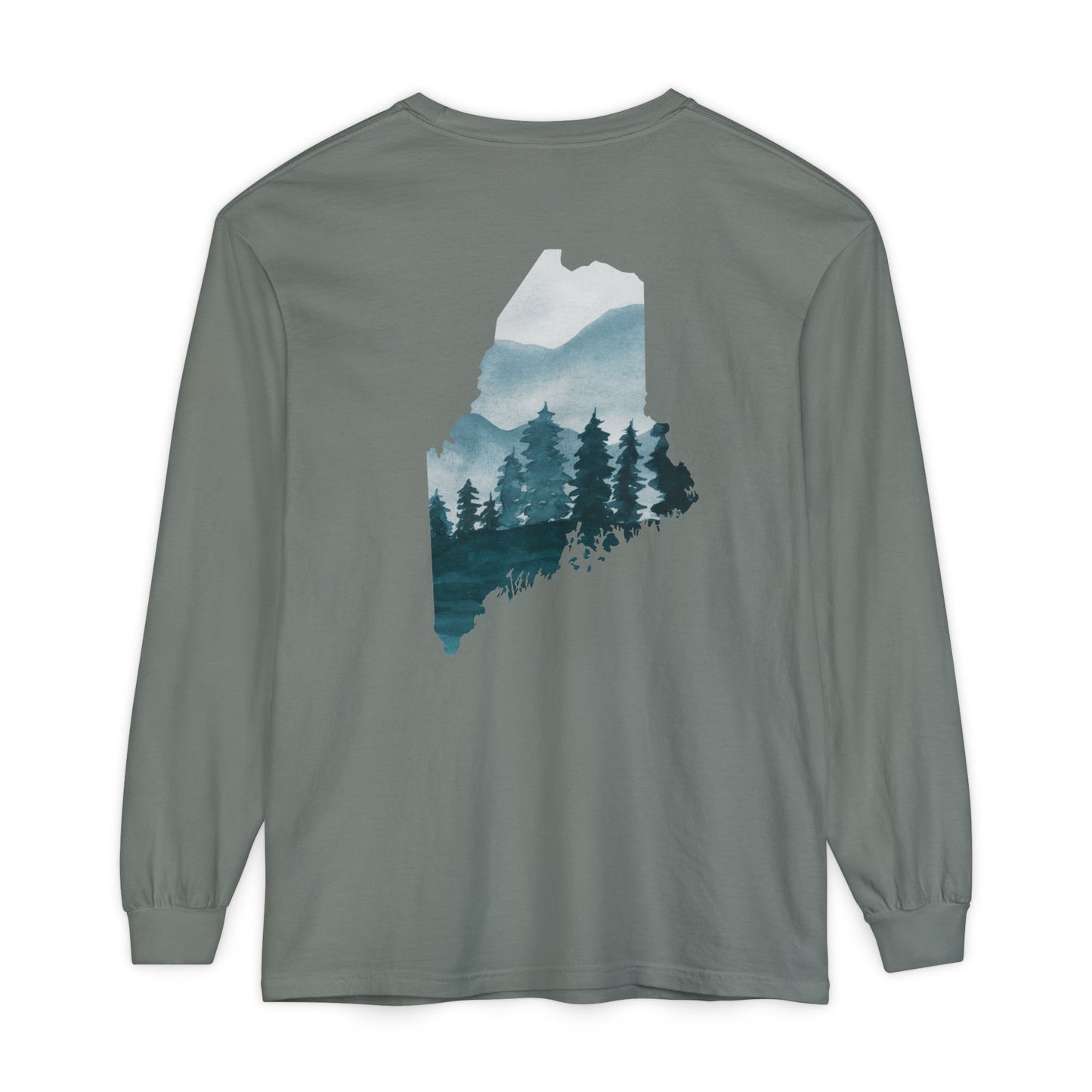 Evergreen Maine State 100% Long Sleeve T-Shirt