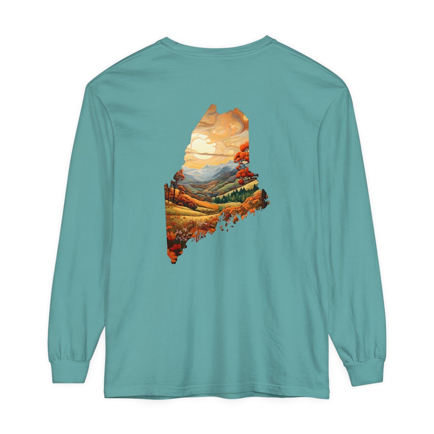 Fall Landscape Maine Comfort Colors Unisex Garment-dyed Long Sleeve T-Shirt