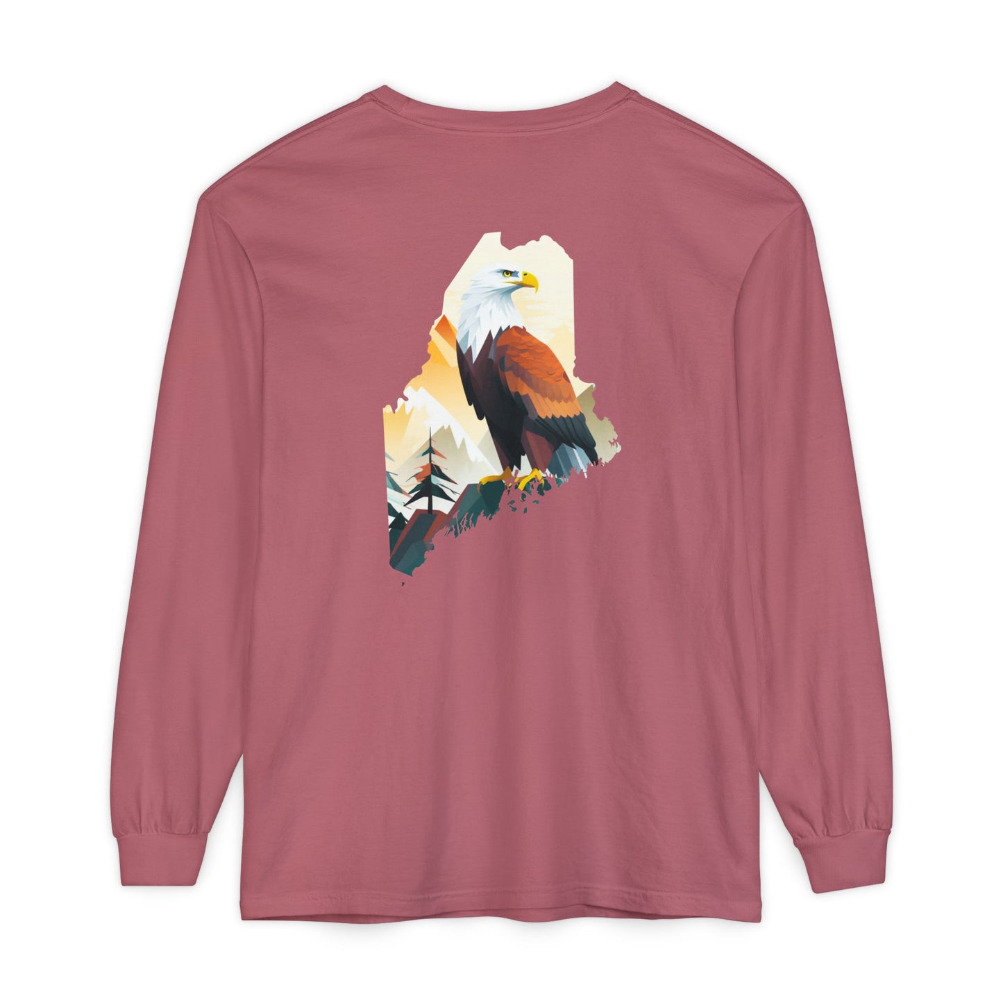 Bald Eagle Maine State 100% Long Sleeve T-Shirt