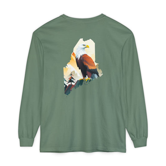 Bald Eagle Maine State 100% Long Sleeve T-Shirt