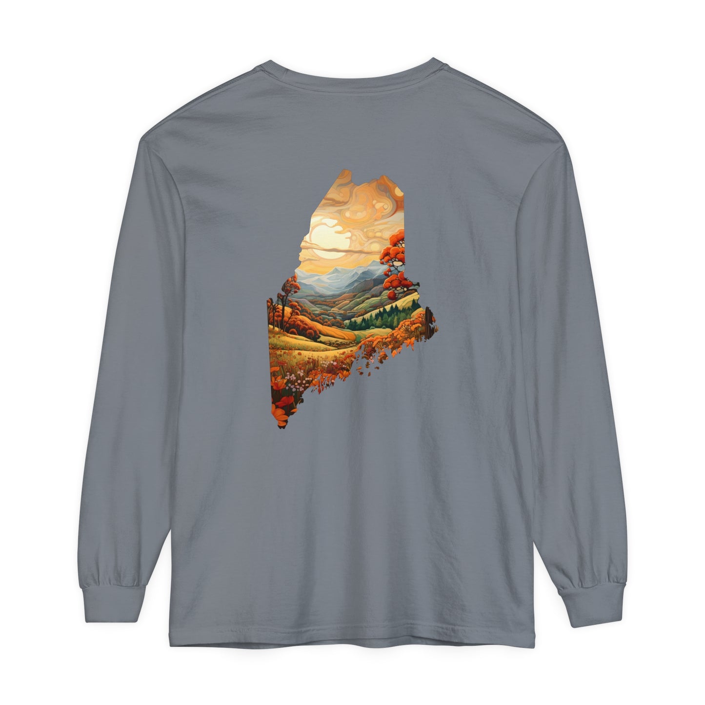 Fall Landscape Maine Comfort Colors Unisex Garment-dyed Long Sleeve T-Shirt