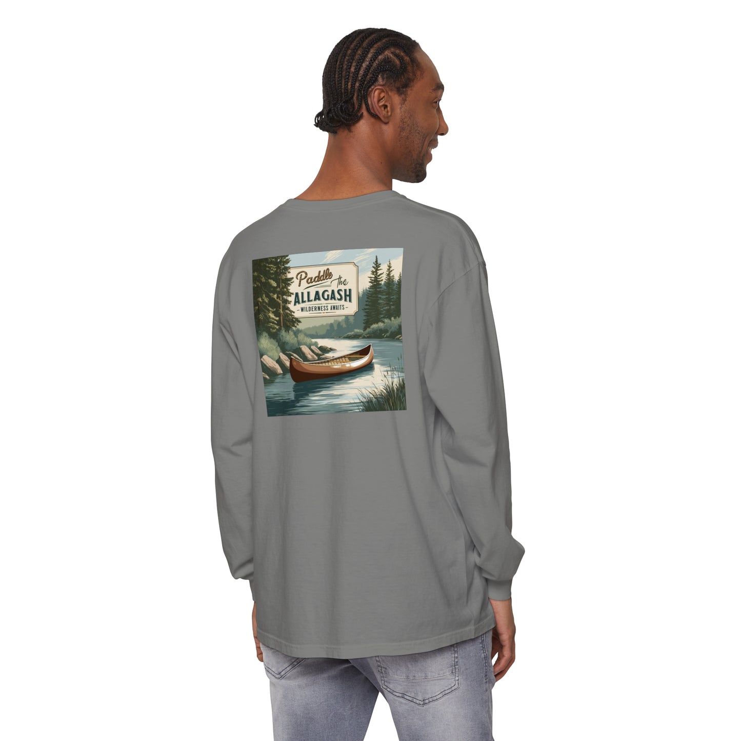 Paddle the Allagash Comfort Colors Long Sleeve T-Shirt - Outdoor Adventure Tee