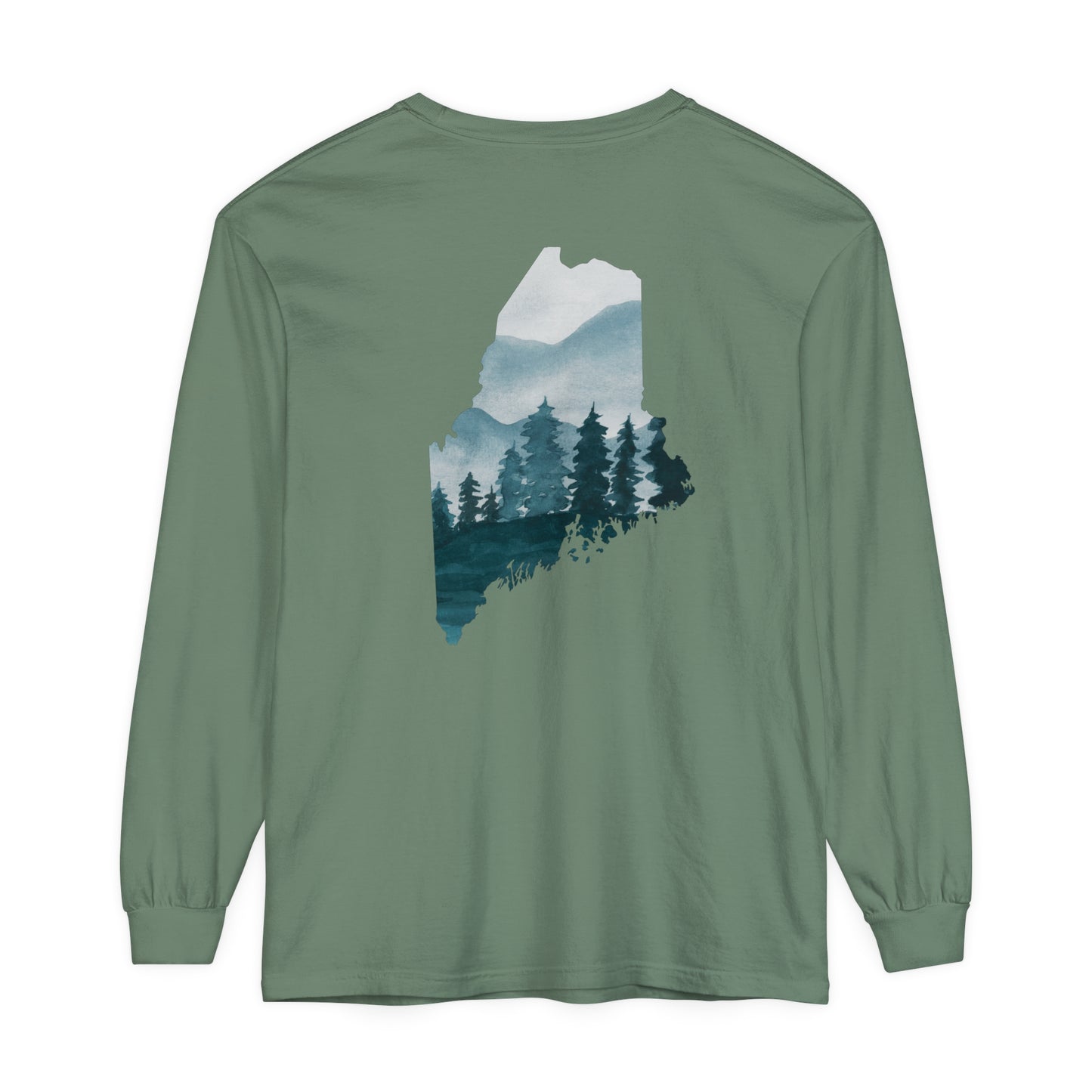 Evergreen Maine Comfort Colors Unisex Garment-dyed Long Sleeve T-Shirt