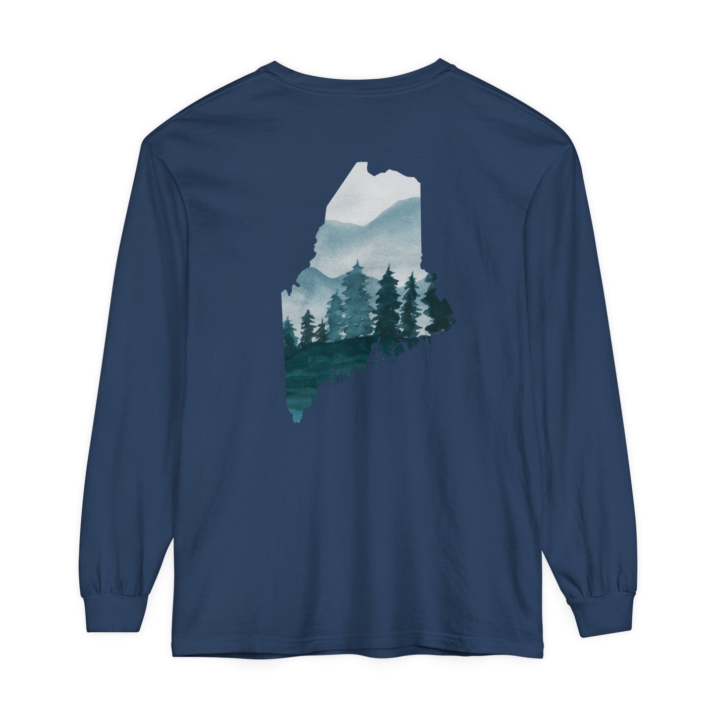 Evergreen Maine Comfort Colors Unisex Garment-dyed Long Sleeve T-Shirt